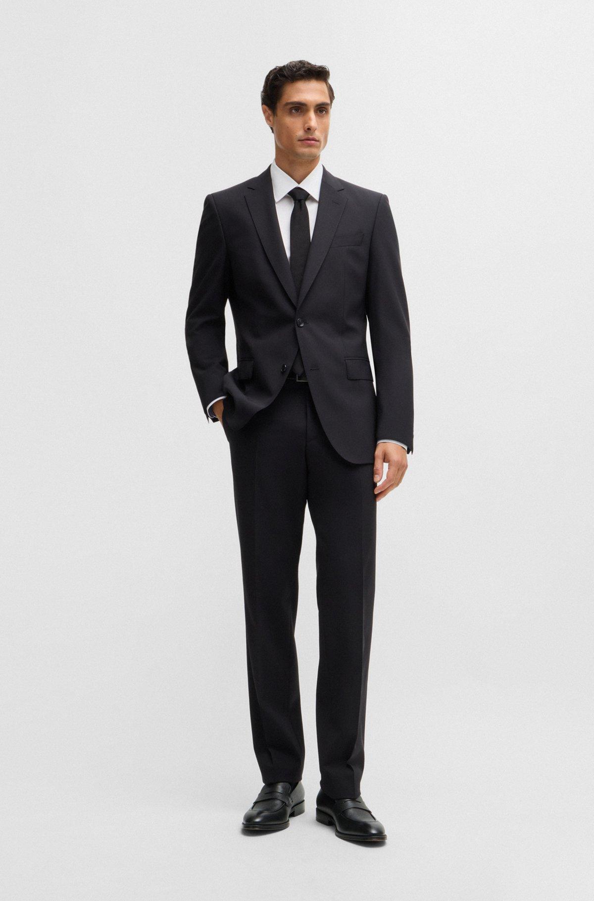 BOSS - Apron-toe slip-on loafers in grained leather - Black Product Image