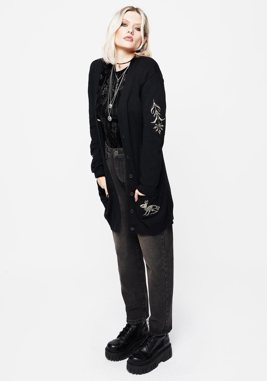 Hester Embroidered Knit Longline Cardigan Product Image