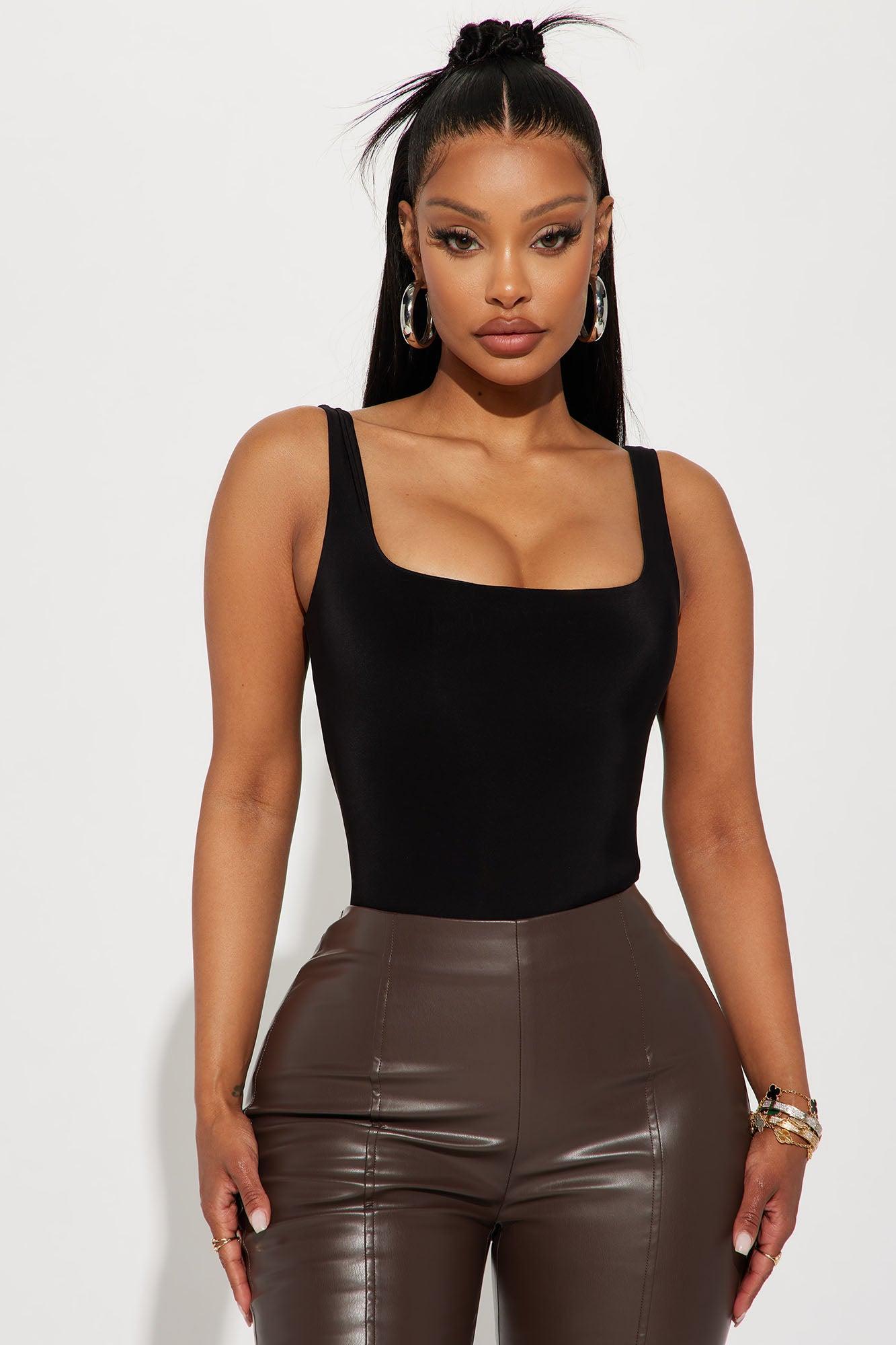 Back To Basic Double Lined Bodysuit - Black Product Image