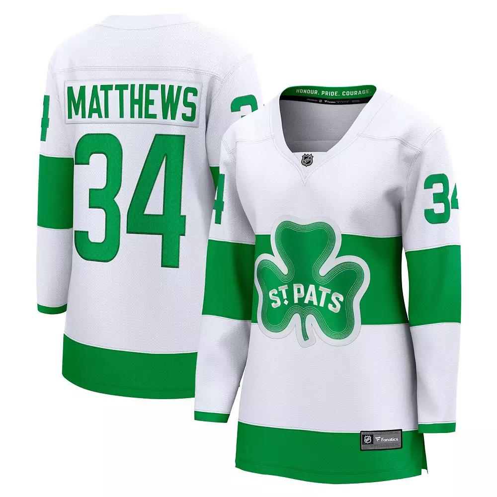 Women's Fanatics Branded Auston Matthews White Toronto Maple Leafs St. Patricks Alternate Premier Breakaway Player Jersey, Size: XS, Mpl White Product Image