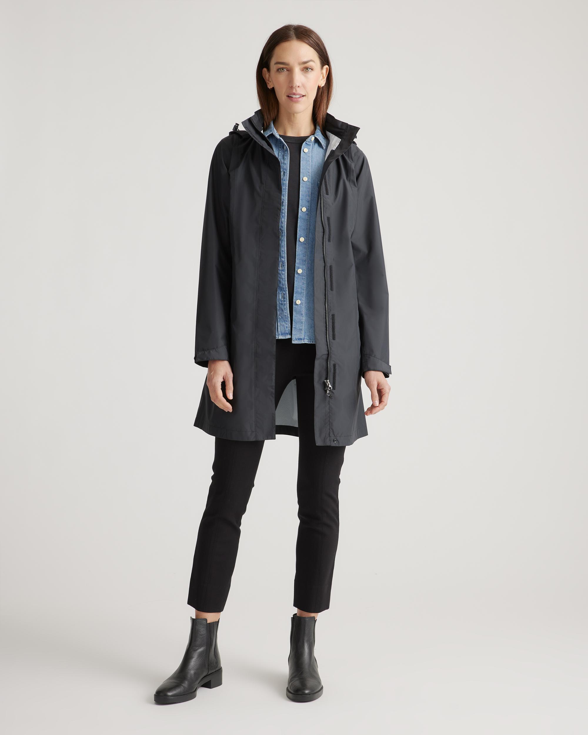 Quince | Women's Weatherproof Long Rain Shell Jacket Polyester/Recycled Polyester Blend Product Image