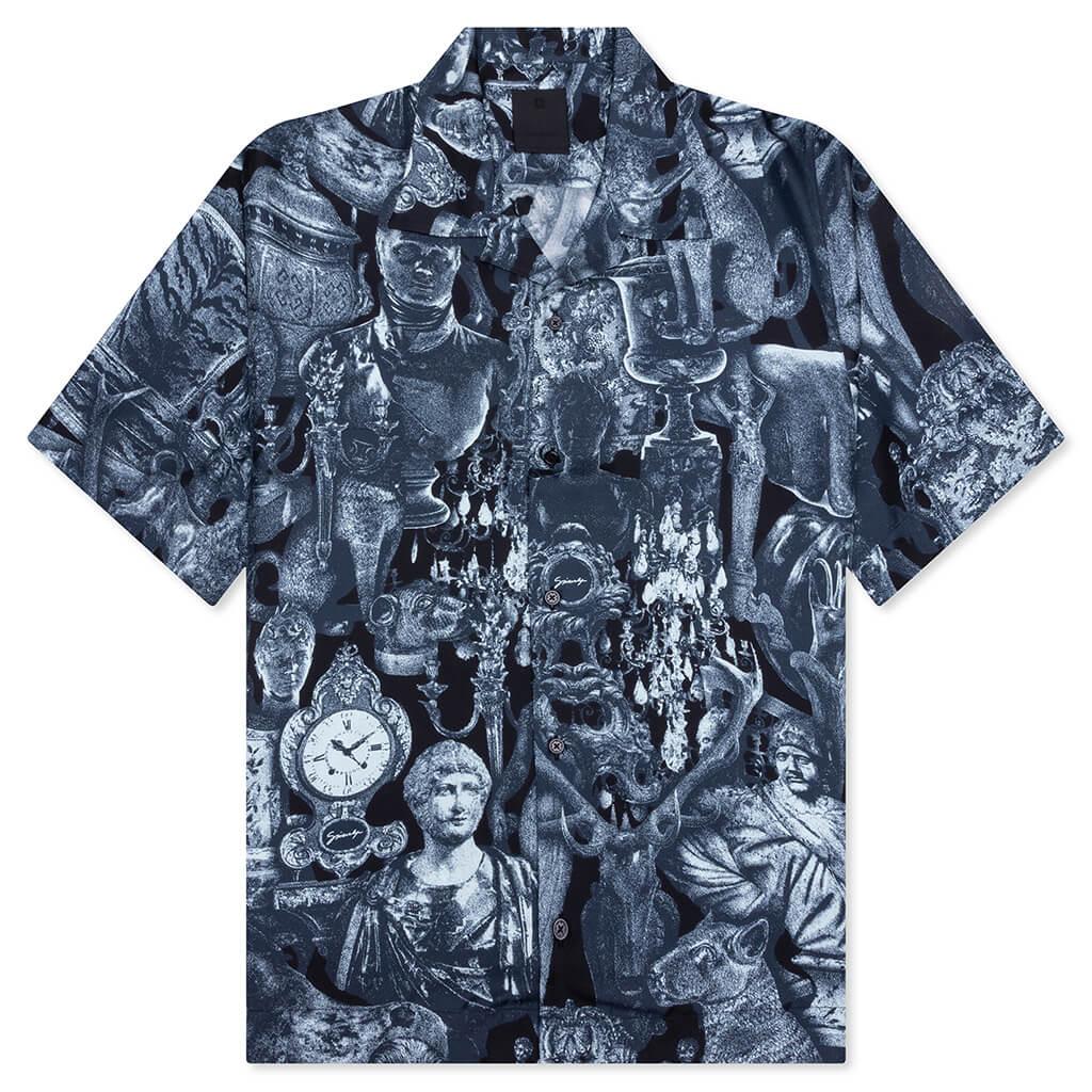 Silk Shirt with Hubert Objects Print - Black/Navy Male Product Image