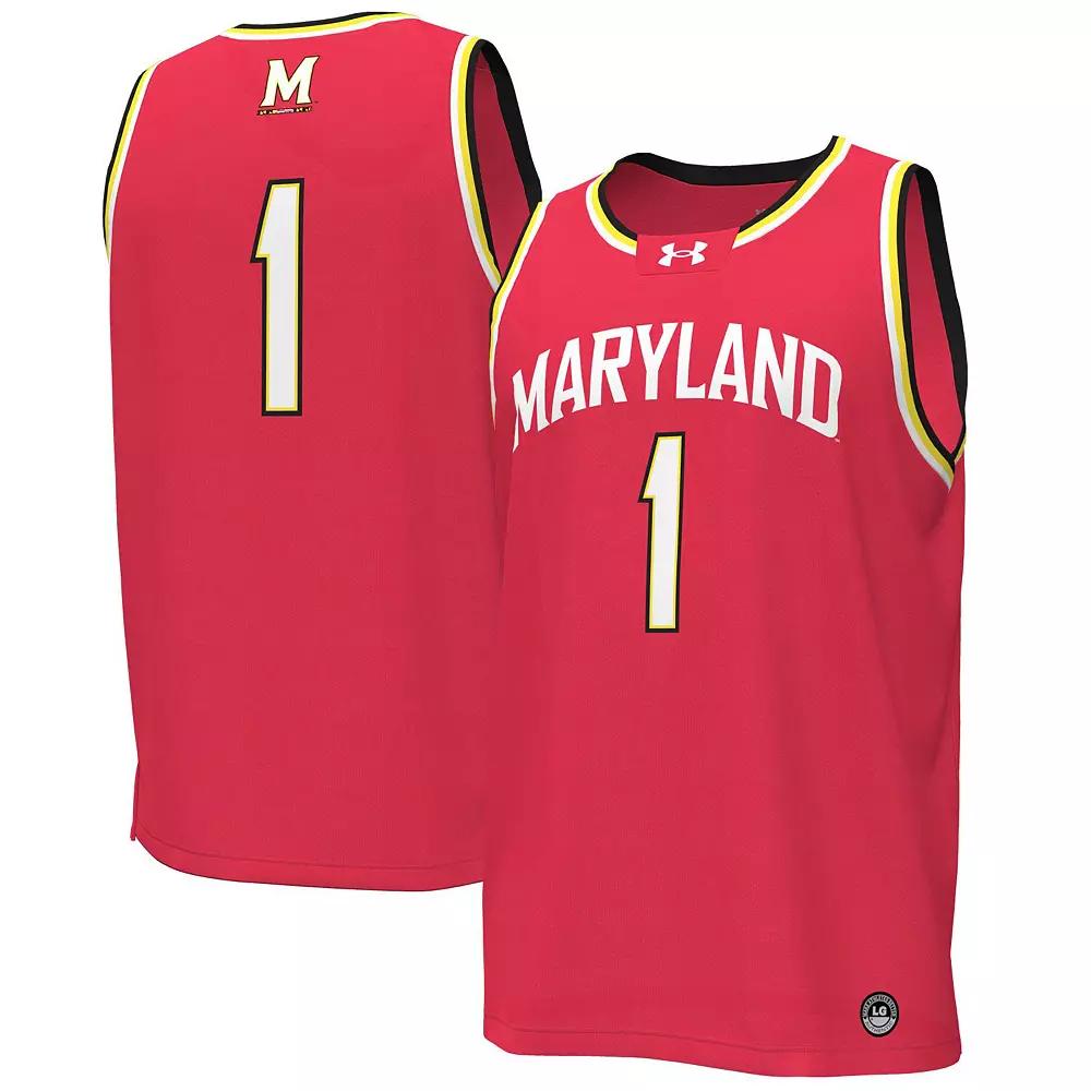 Men's Under Armour #1 Red Maryland Terrapins Replica Basketball Jersey,  Product Image