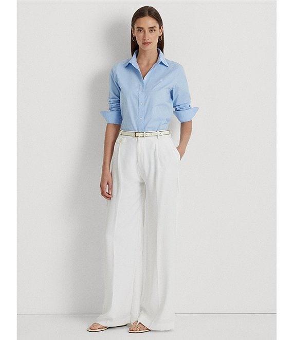 Lauren Ralph Lauren Petite Size Easy Care Point Collar Long Sleeve Shirt Product Image