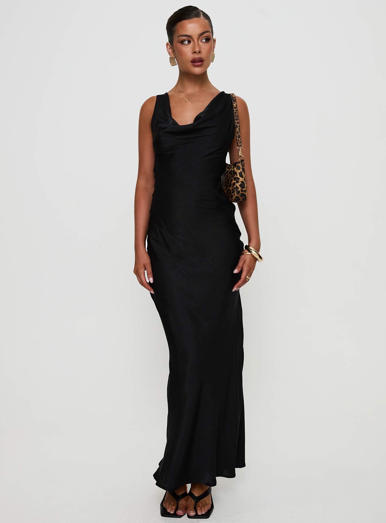 Make Memories Cowl Neck Maxi Dress Black Product Image