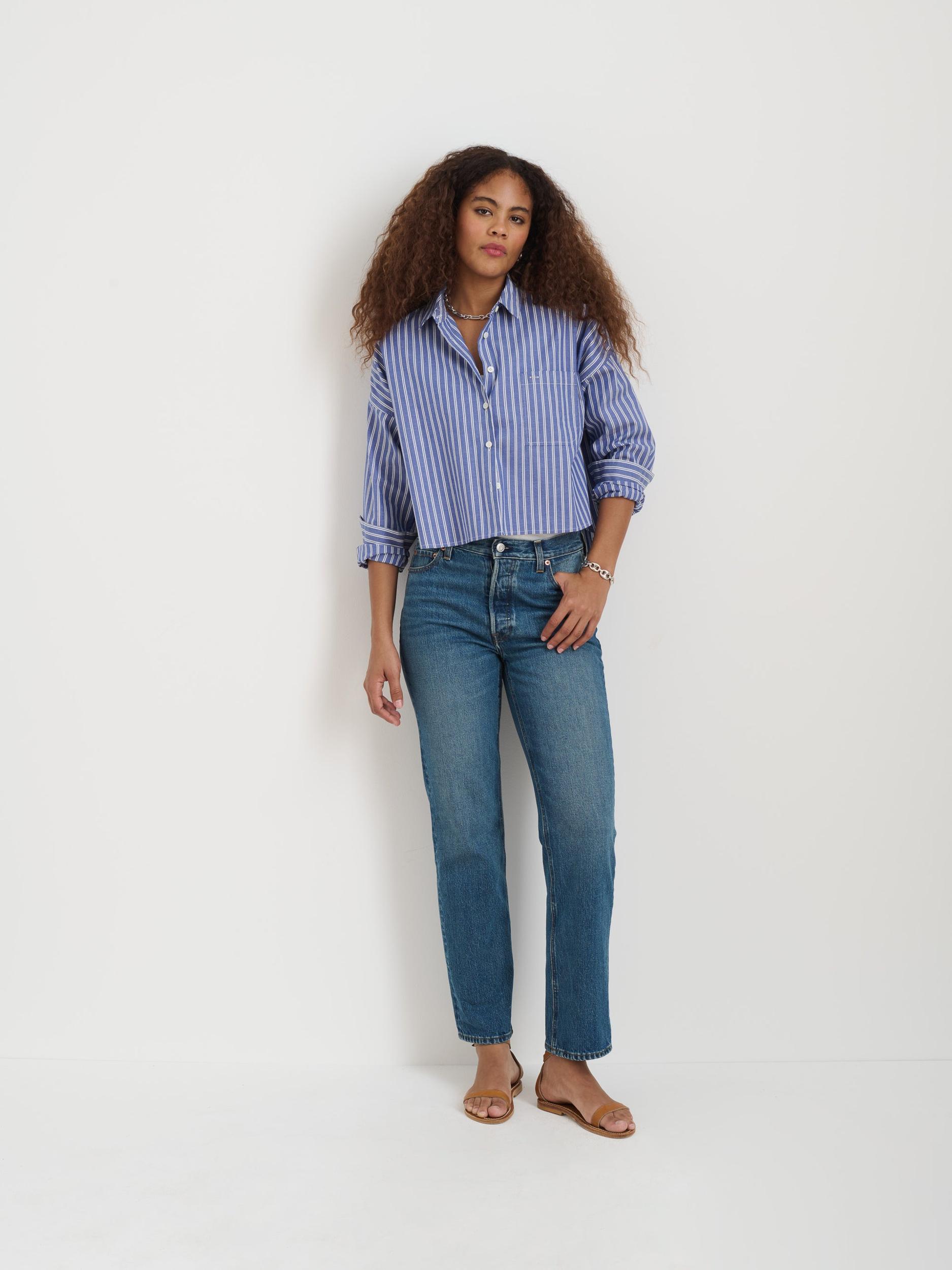 Cropped Jo Striped Shirt In Oxford Product Image