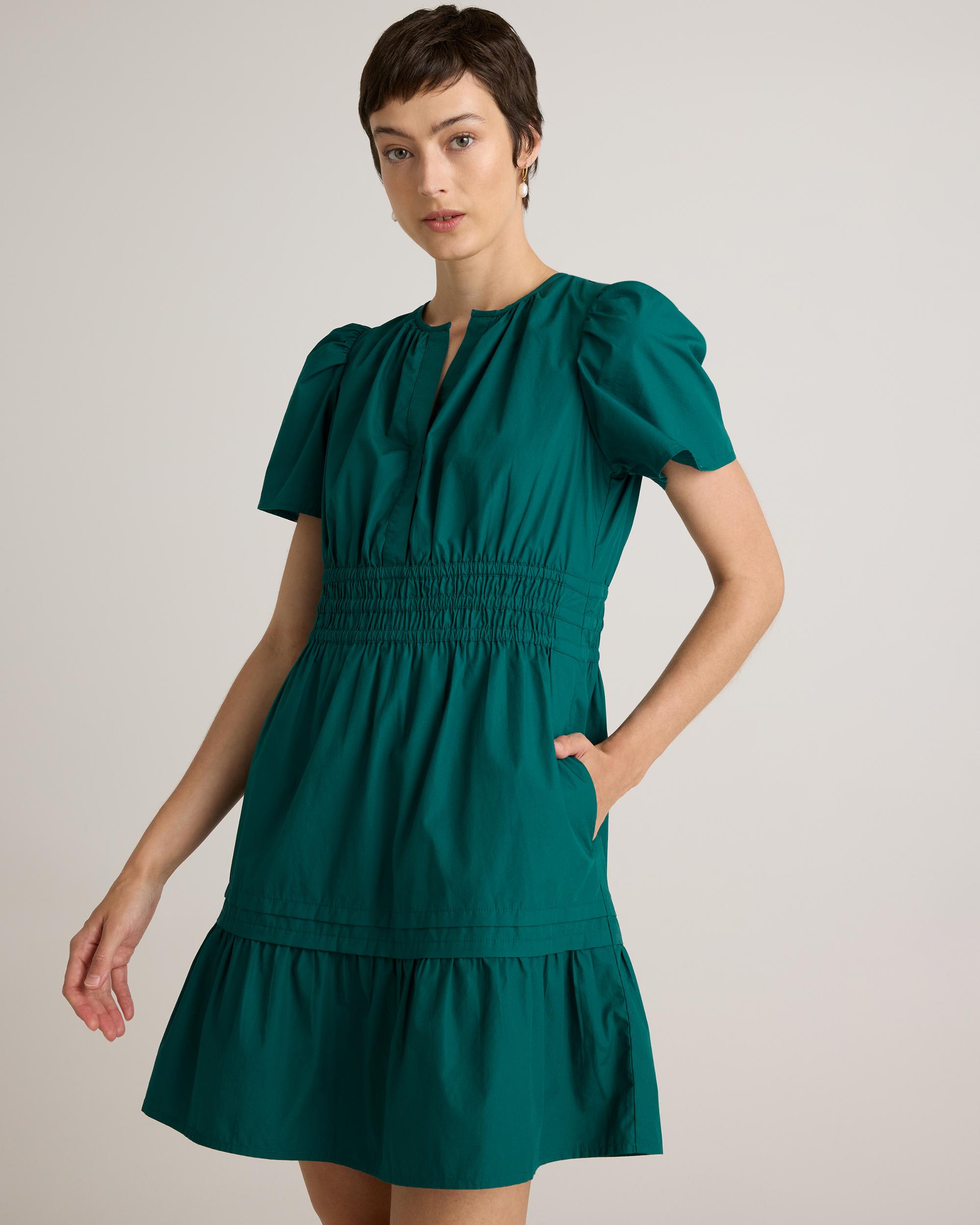 Quince | Women's Poplin Tiered Mini Dress Organic Cotton Product Image