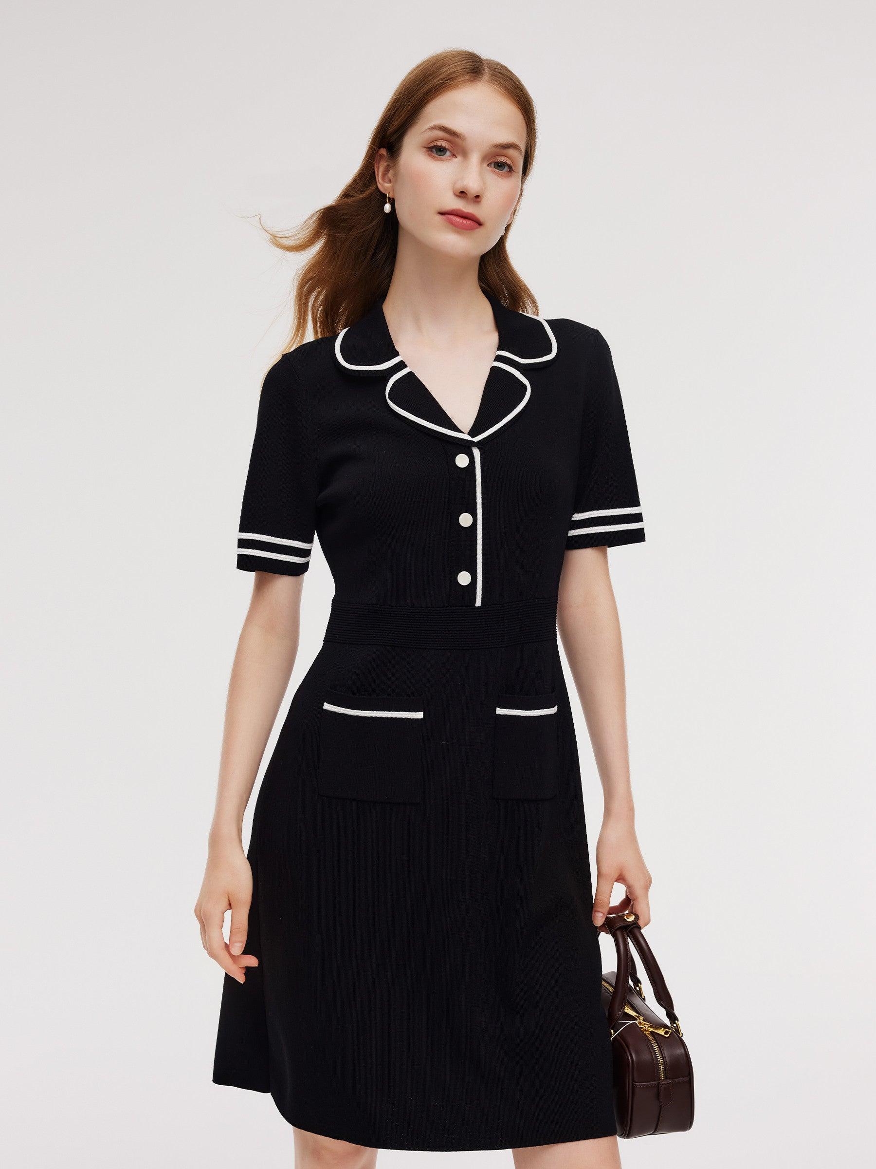 Lyocell Blend Contrast Trim Women Knit Mini Dress Product Image
