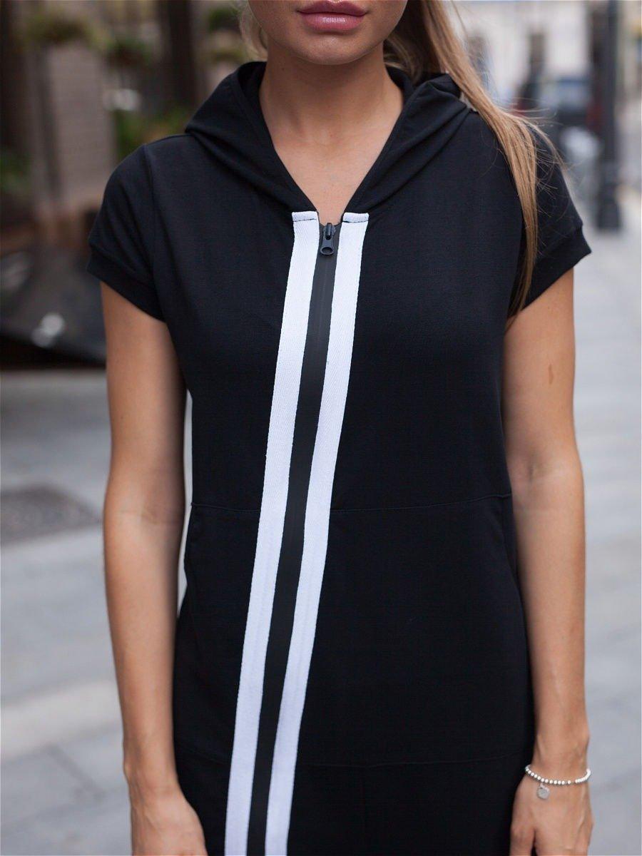 Fashion Stripes Zipper Hooded Jumpsuits Product Image