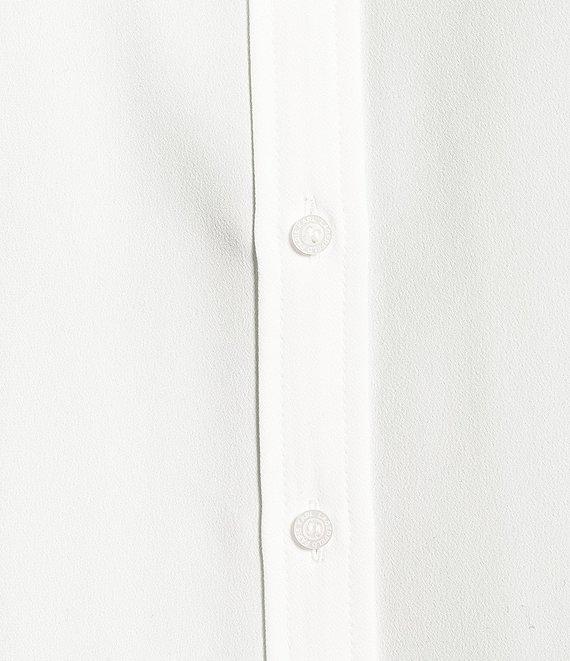 KARL LAGERFELD PARIS Tweed Mixed Media Contrast Point Collar Long Sleeve Button Front Shirt Product Image