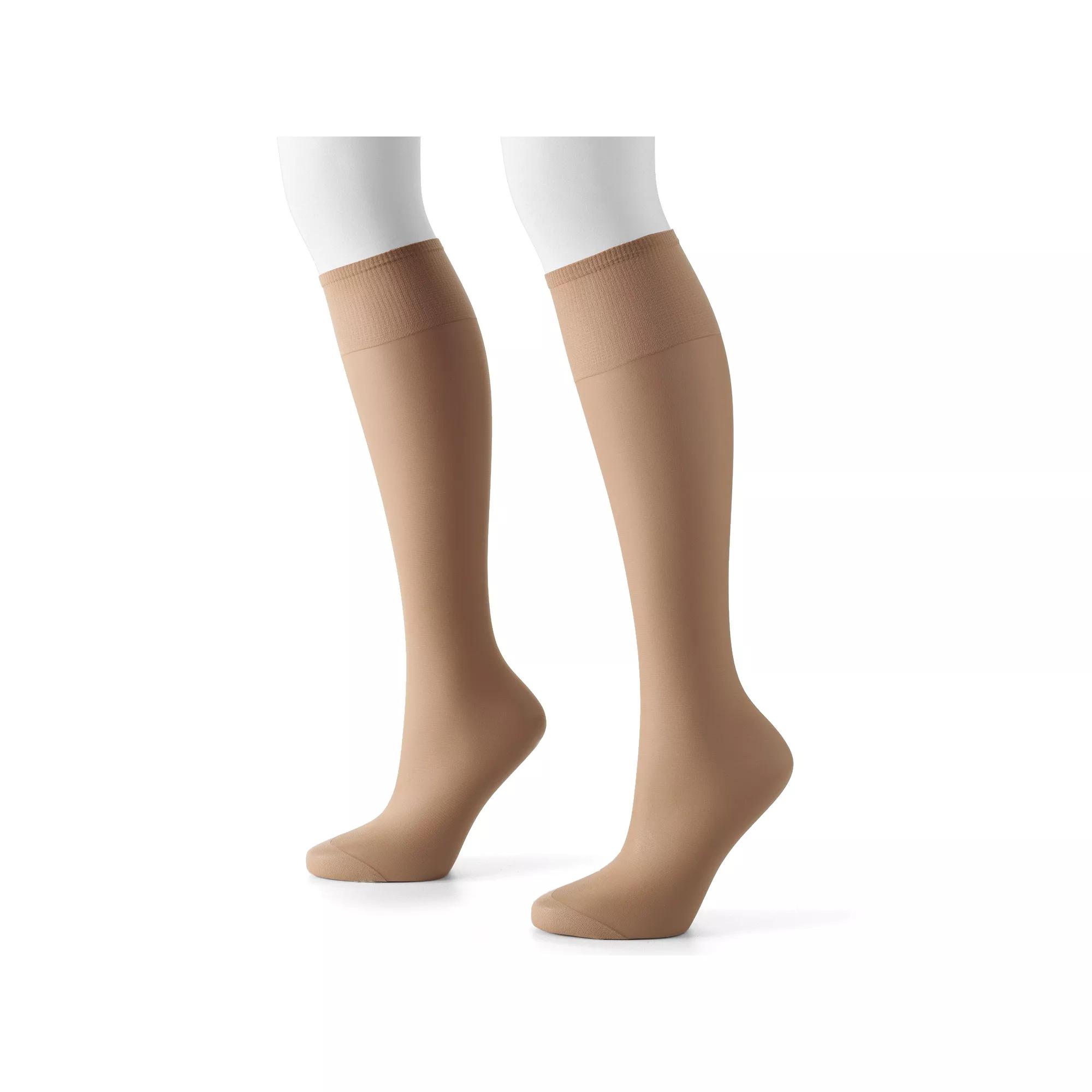 Hanes® 2-pk. Silk Reflections Silky Sheer Knee-High Pantyhose, Women's, Little Color Product Image