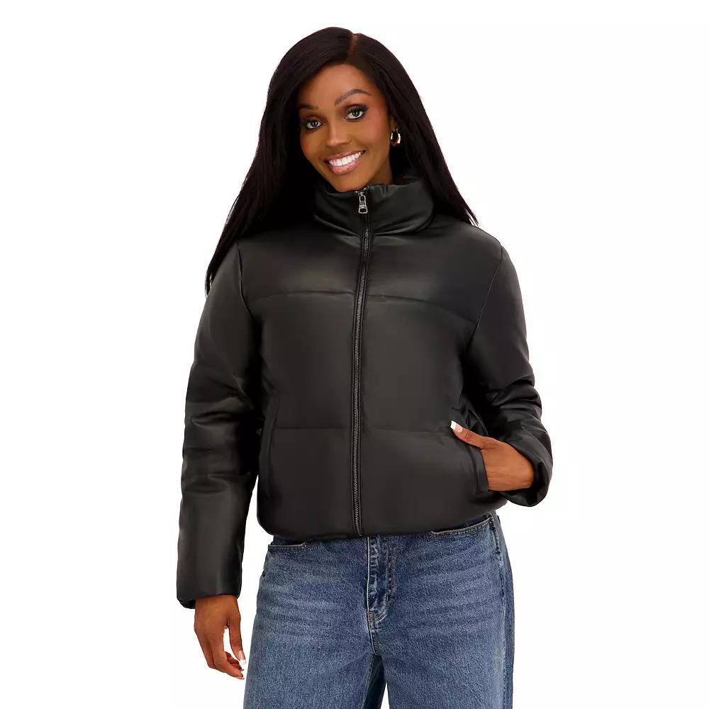 Juniors' madden girl Faux Fur Puffer Jacket, Women's,  Product Image