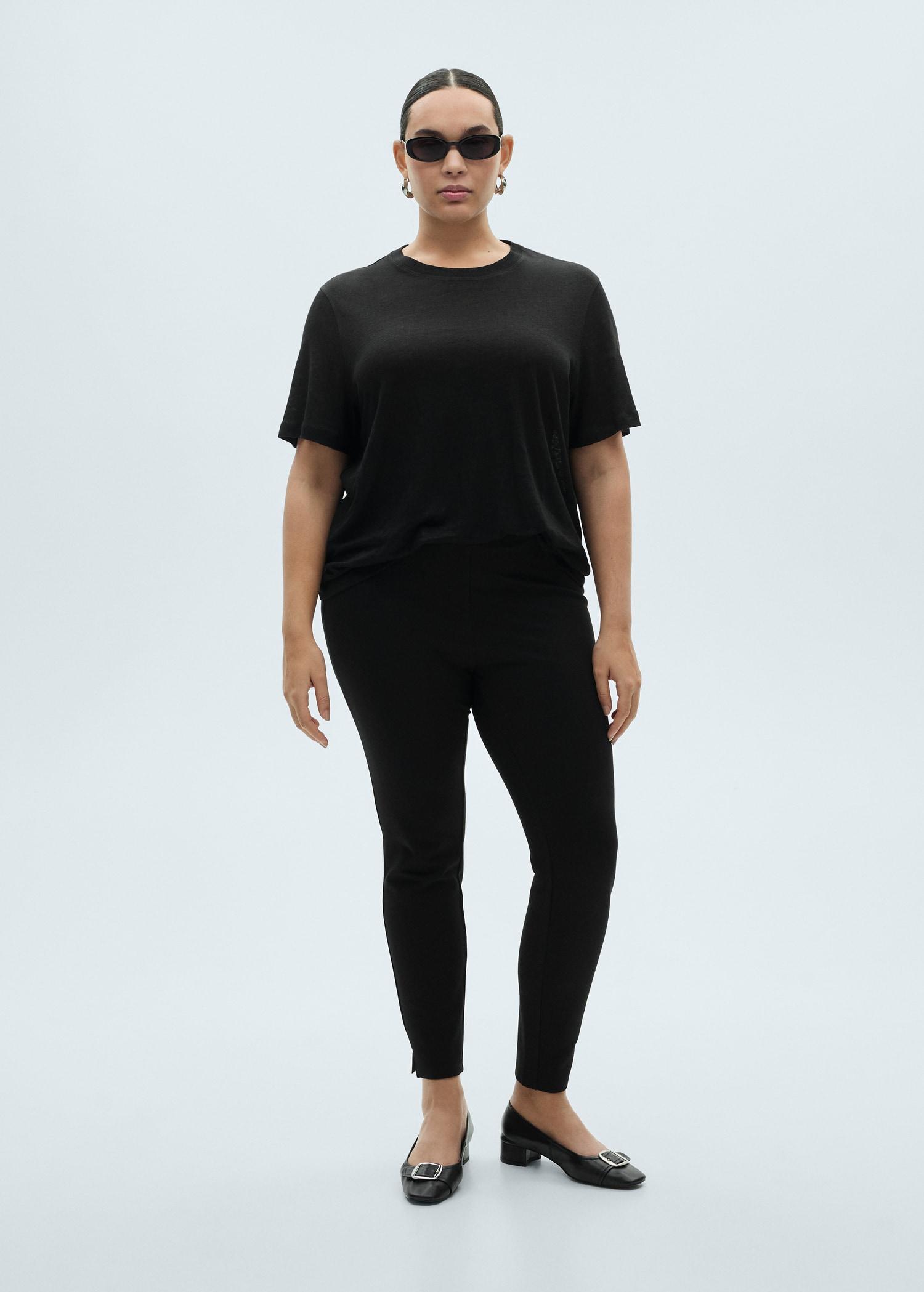 Short-sleeved linen t-shirt - Women | MANGO USA Product Image