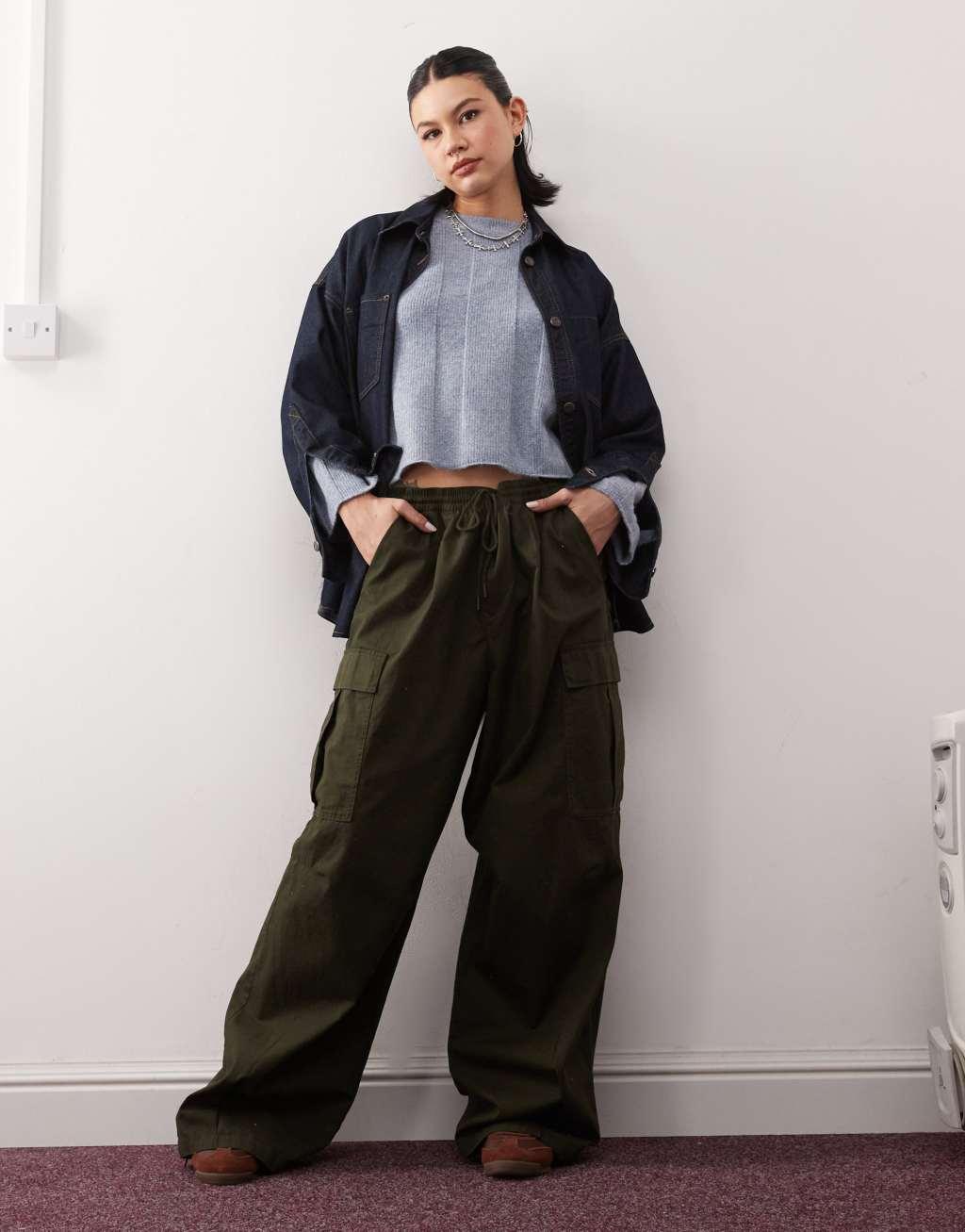 Noisy May textured knit sweater in gray blue Product Image