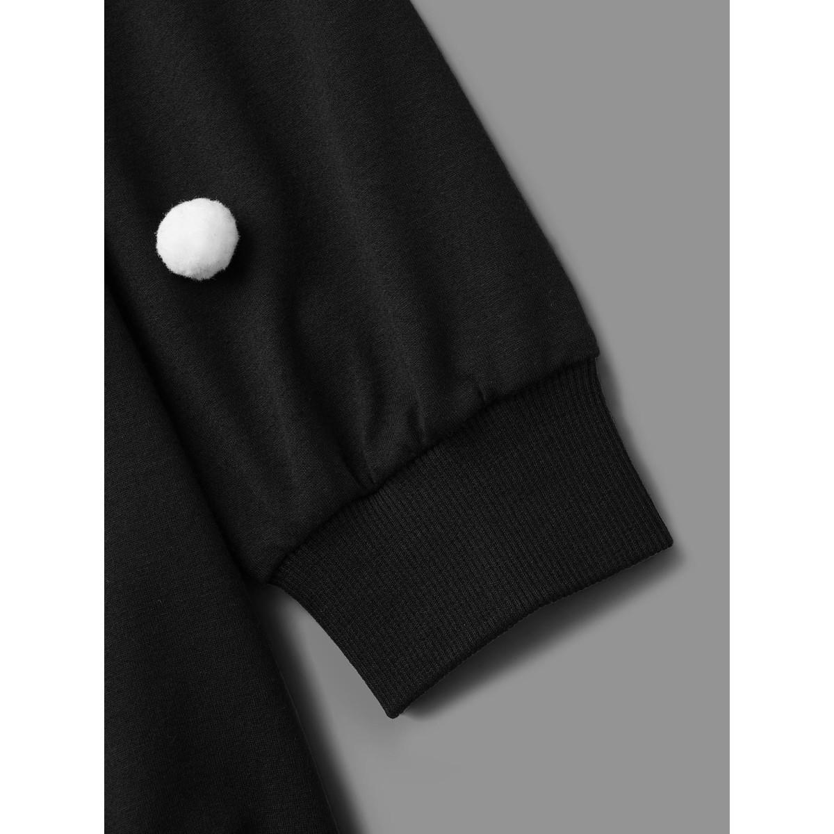 Plus Size 3D Dots Round Neck Relaxed Fit Sweatshirt Women Black Casual Patchwork Round Neck Everyday Sweatshirts BloomChic 30/6X Product Image