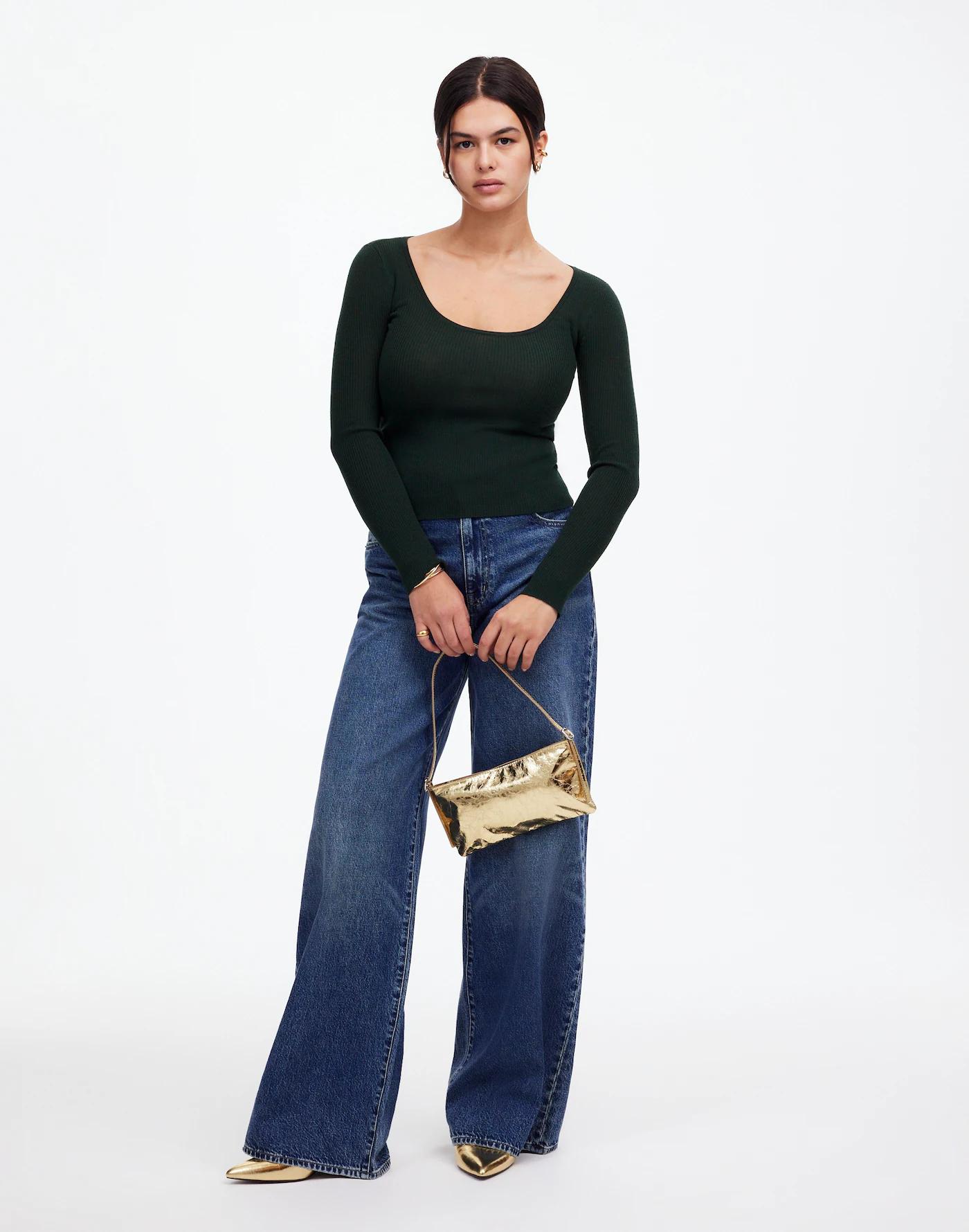 Merino Wool-Silk Blend Scoopneck Sweater Product Image