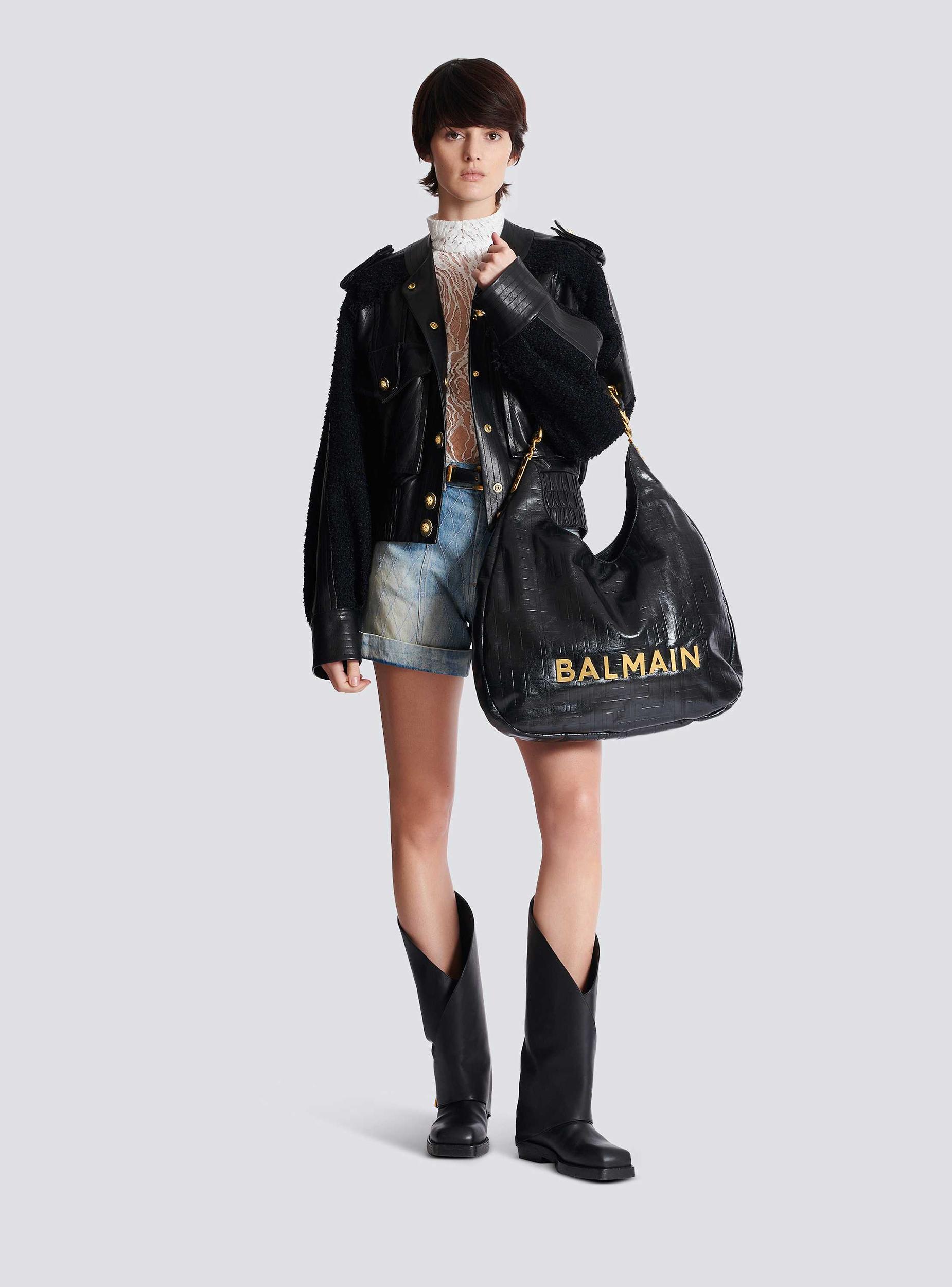 1945 Soft Hobo crinkled leather tote bag with monogram Product Image