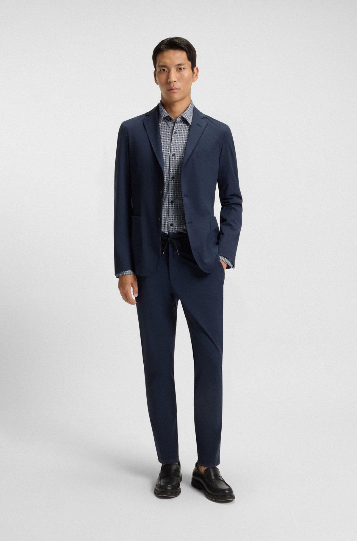 Slim-fit shirt in printed flex-weave fabric Product Image