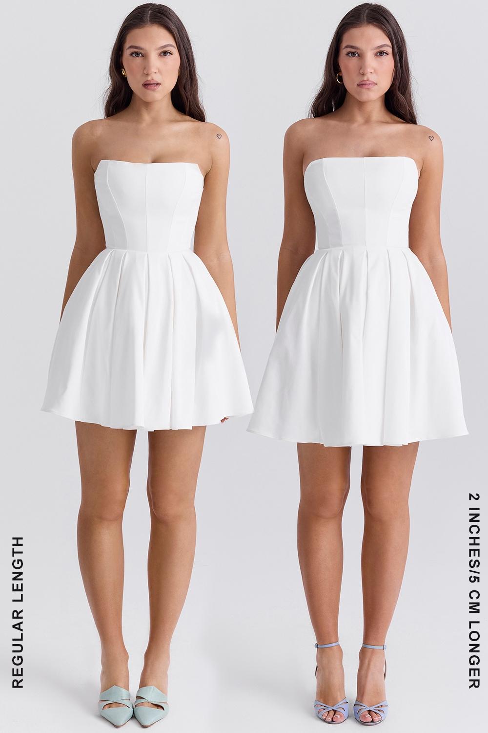 Emmanuela  white strapless pleated mini dress Product Image