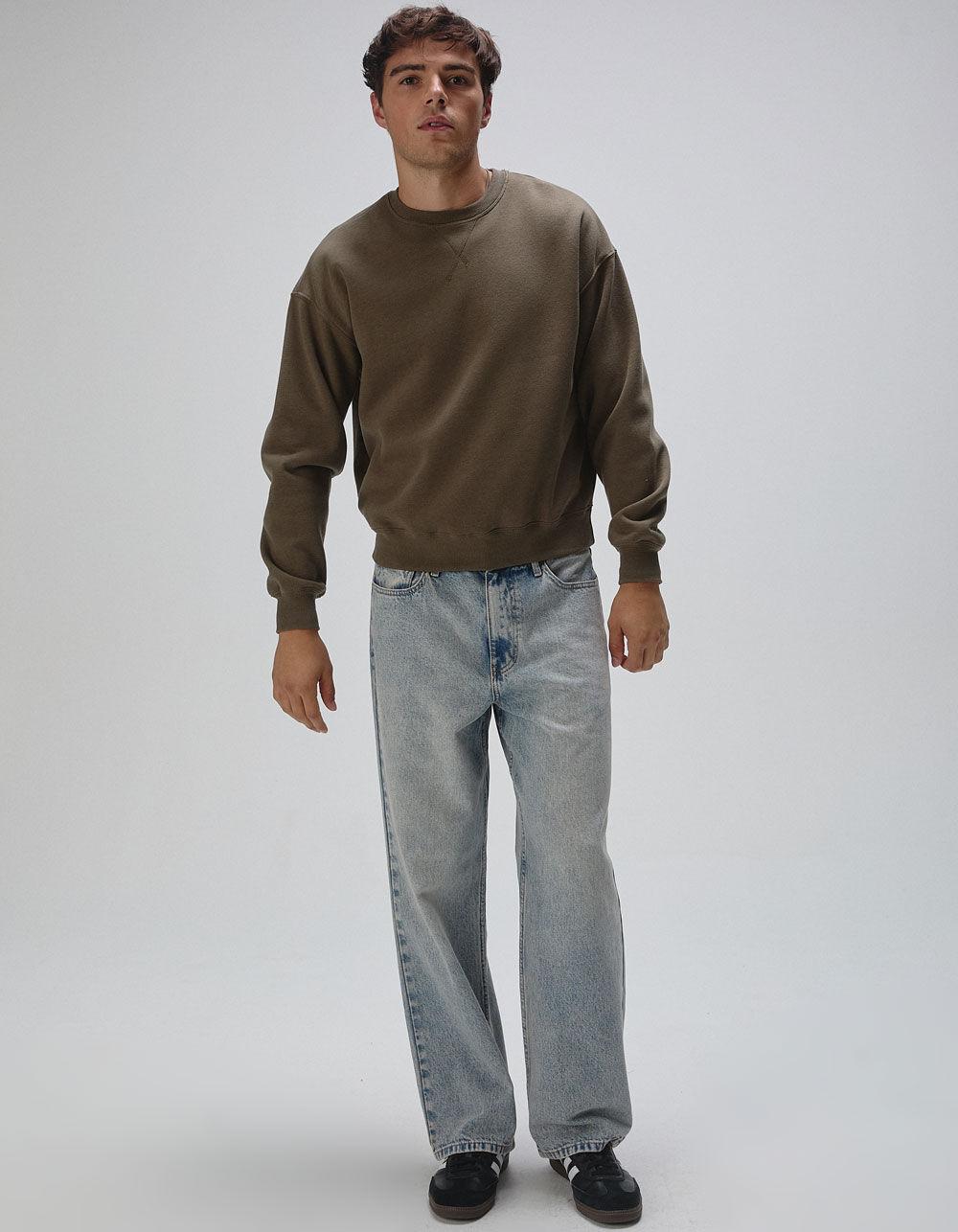 RSQ Mens Oversized Crewneck Sweatshirt - OLIVE Product Image