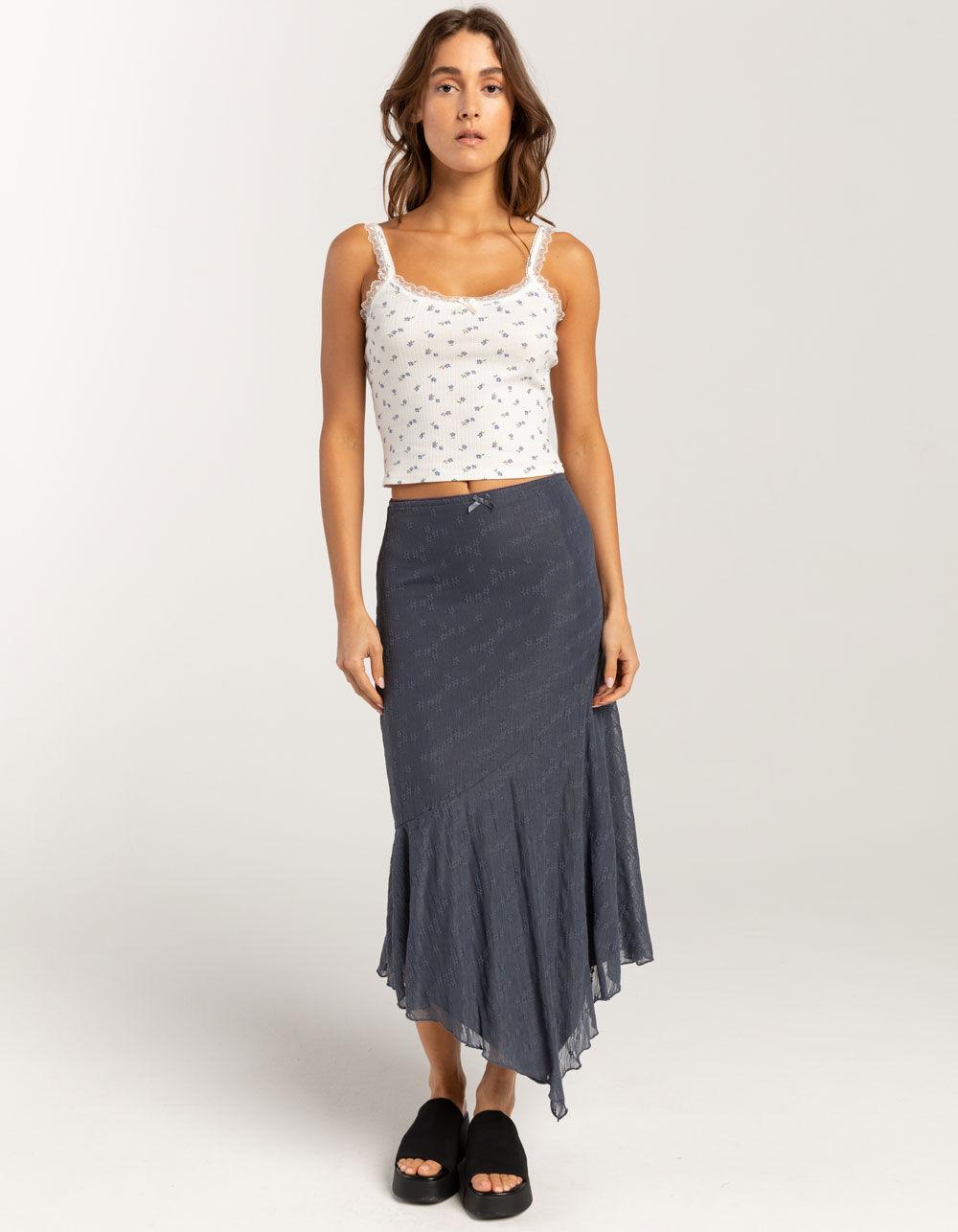 FULL TILT Floral Print Rib Womens Cami - LIGHT BLUE Product Image