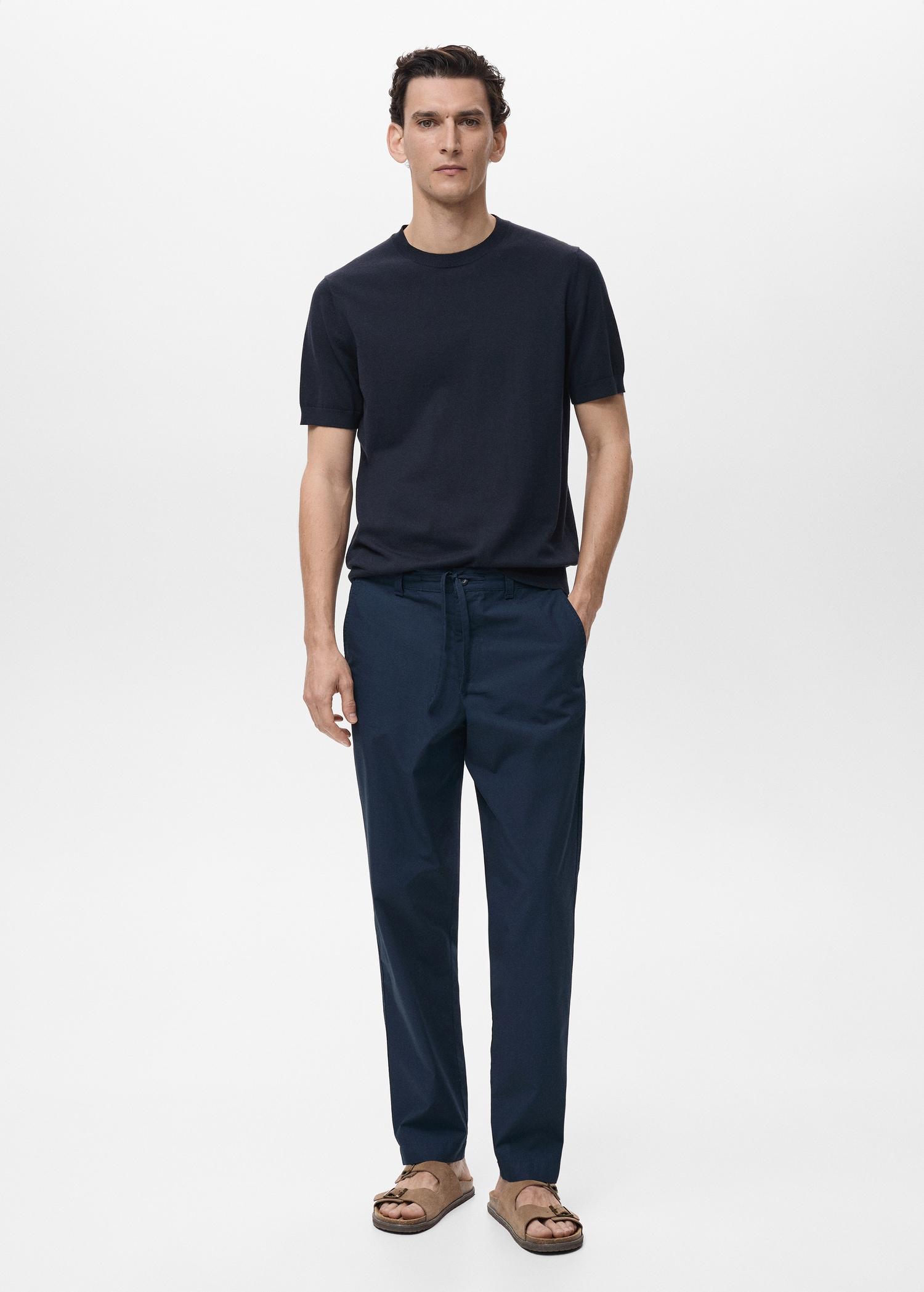 Poplin cotton pants - Men | MANGO USA Product Image