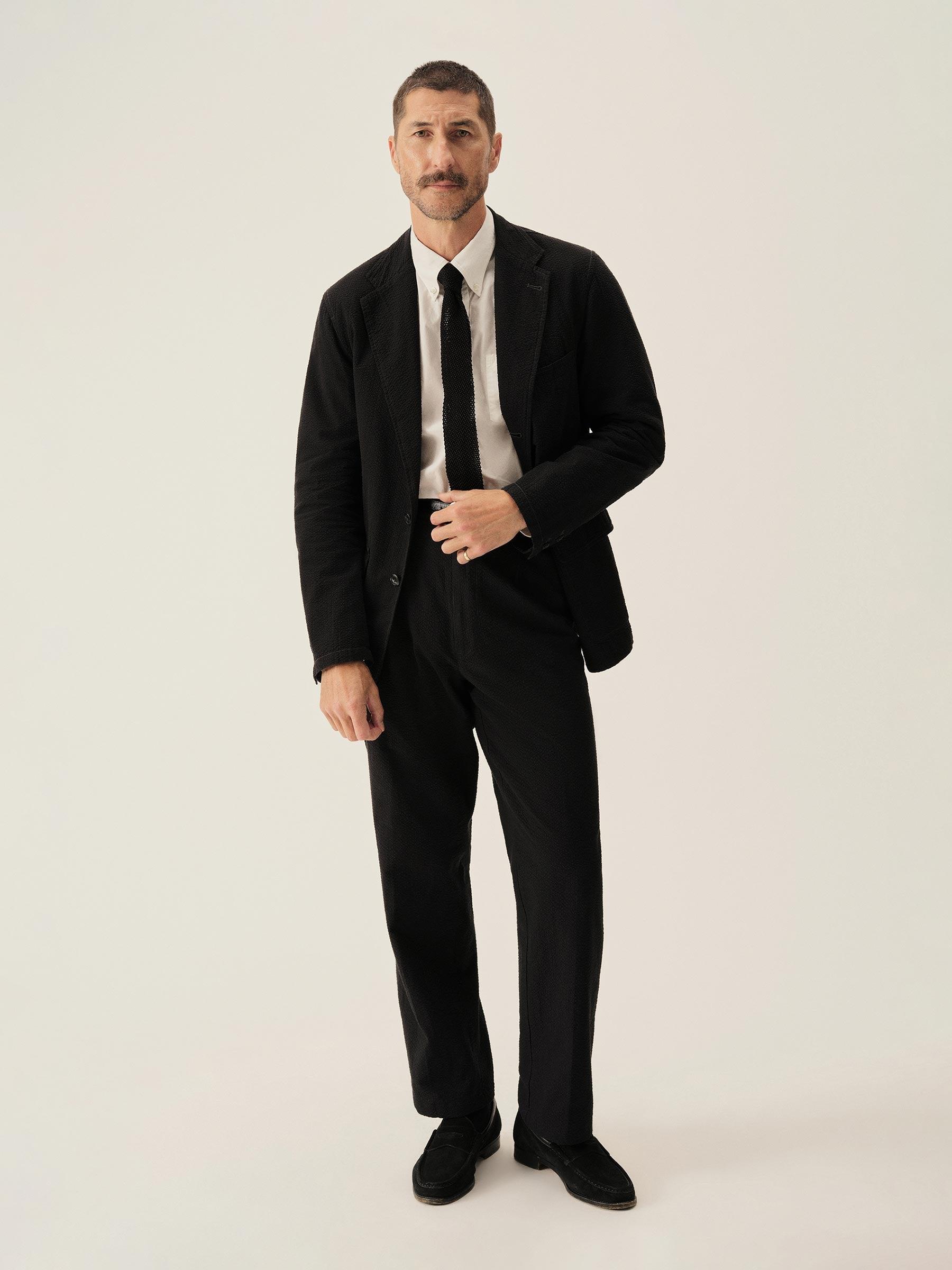 Black Lightweight Seersucker Carry-On Jacket Product Image