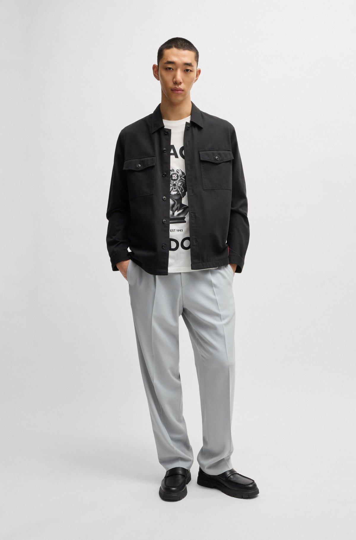 Oversize-fit overshirt in cotton gabardine Product Image