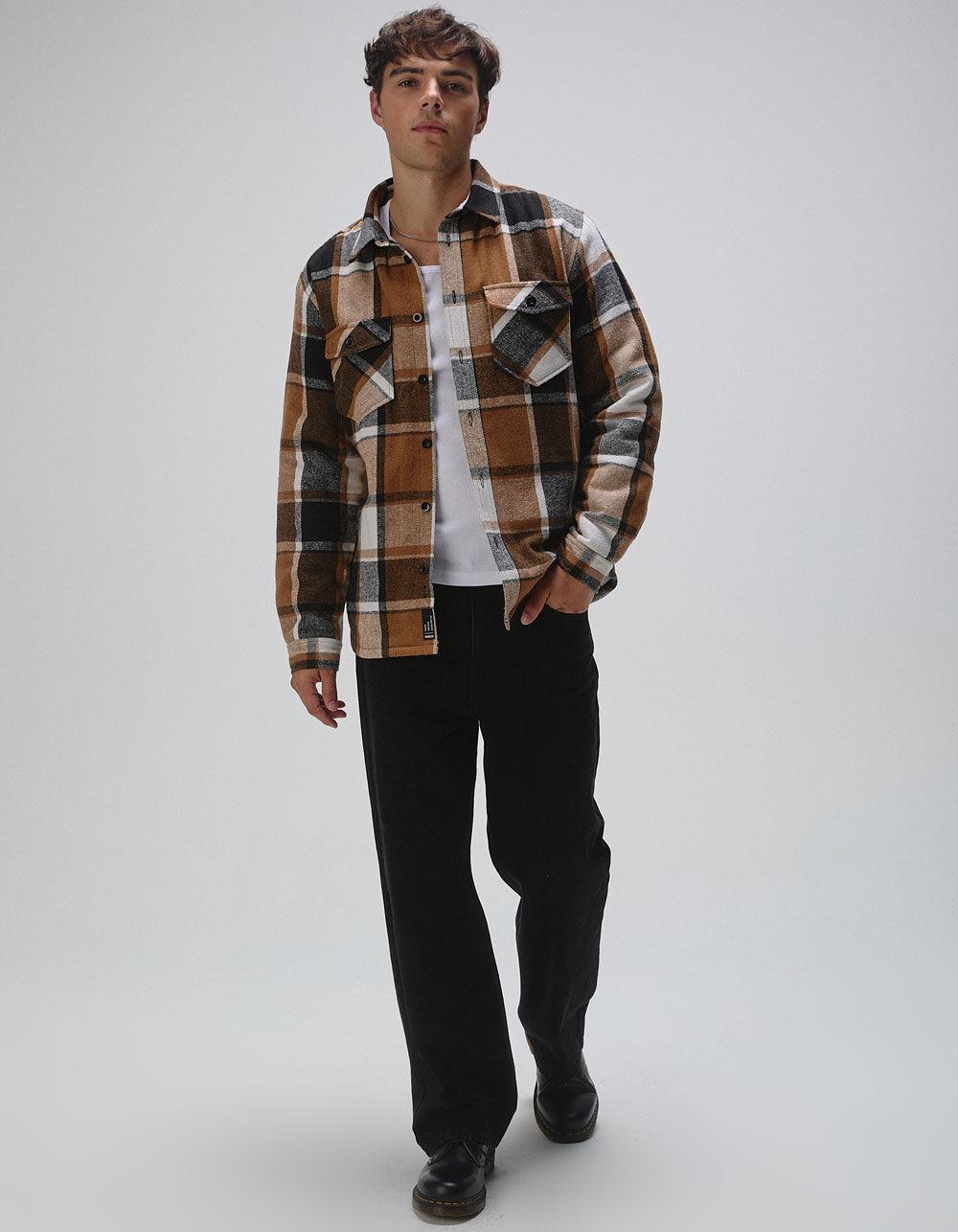 RSQ Mens Plaid Sherpa Jacket - TAN Product Image