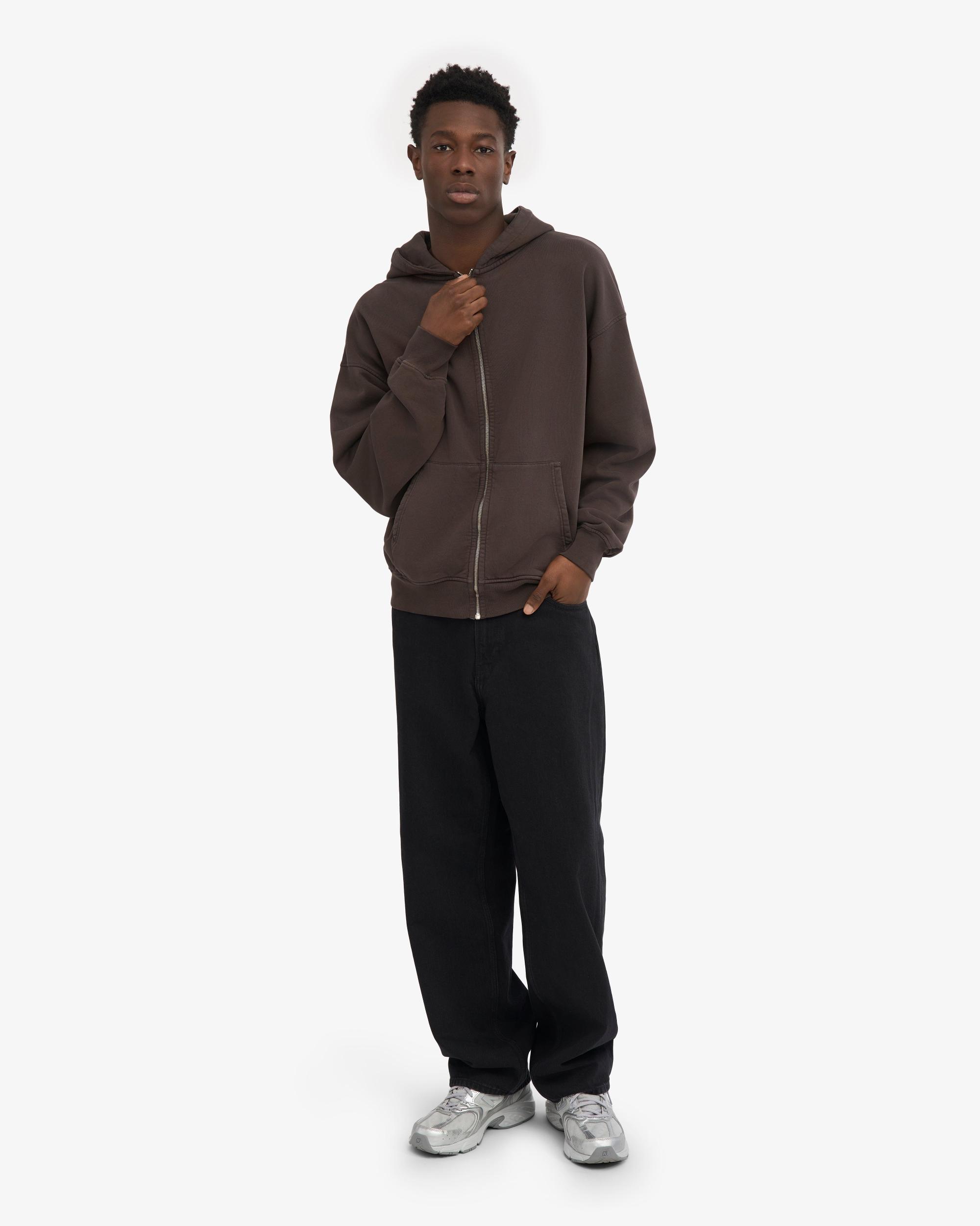 Organic Oversized Zip Hood - Coffee Brown Product Image