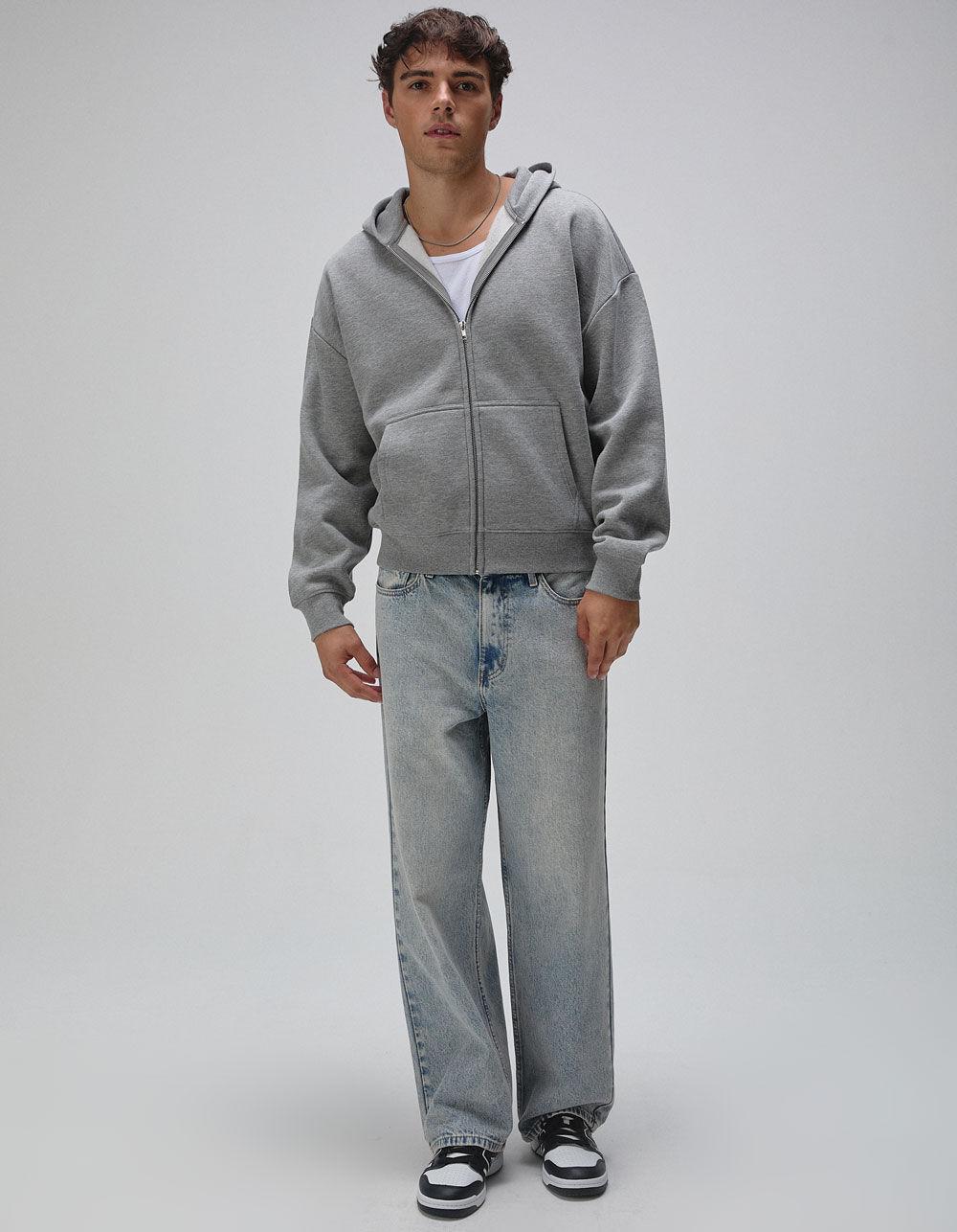 RSQ Mens Oversized Zip-Up Hoodie - HEATHER GRAY Product Image