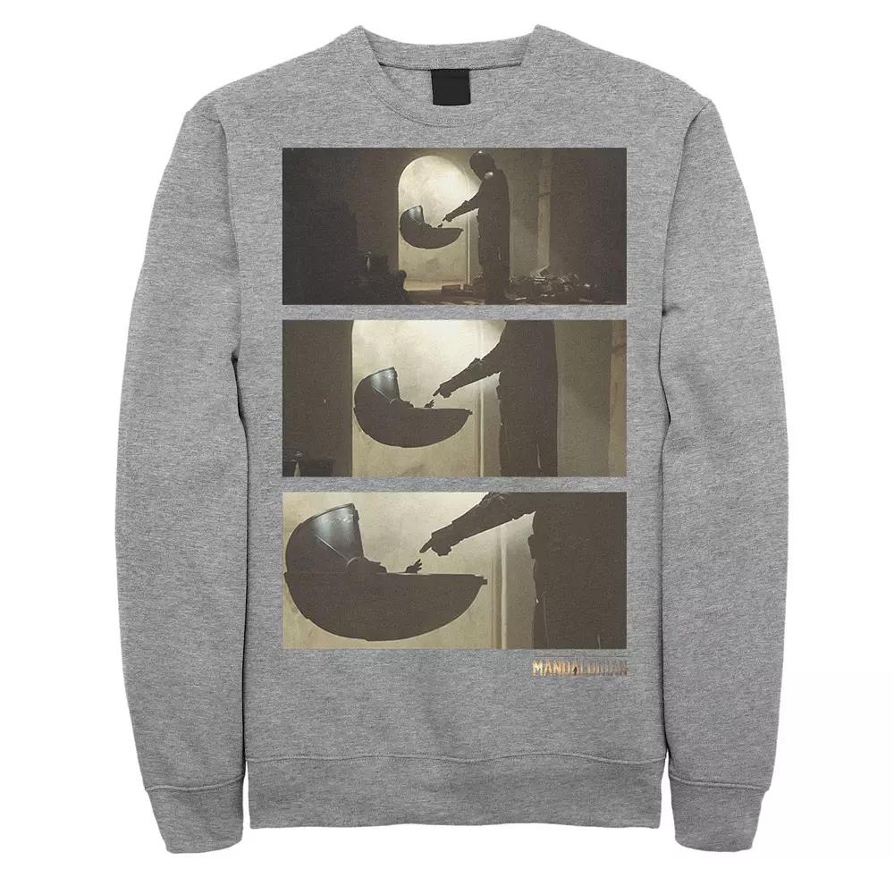 Men's Star Wars The Mandalorian The Child Panel Zoom In Sweatshirt, Size: XXL, Athletic Grey Product Image