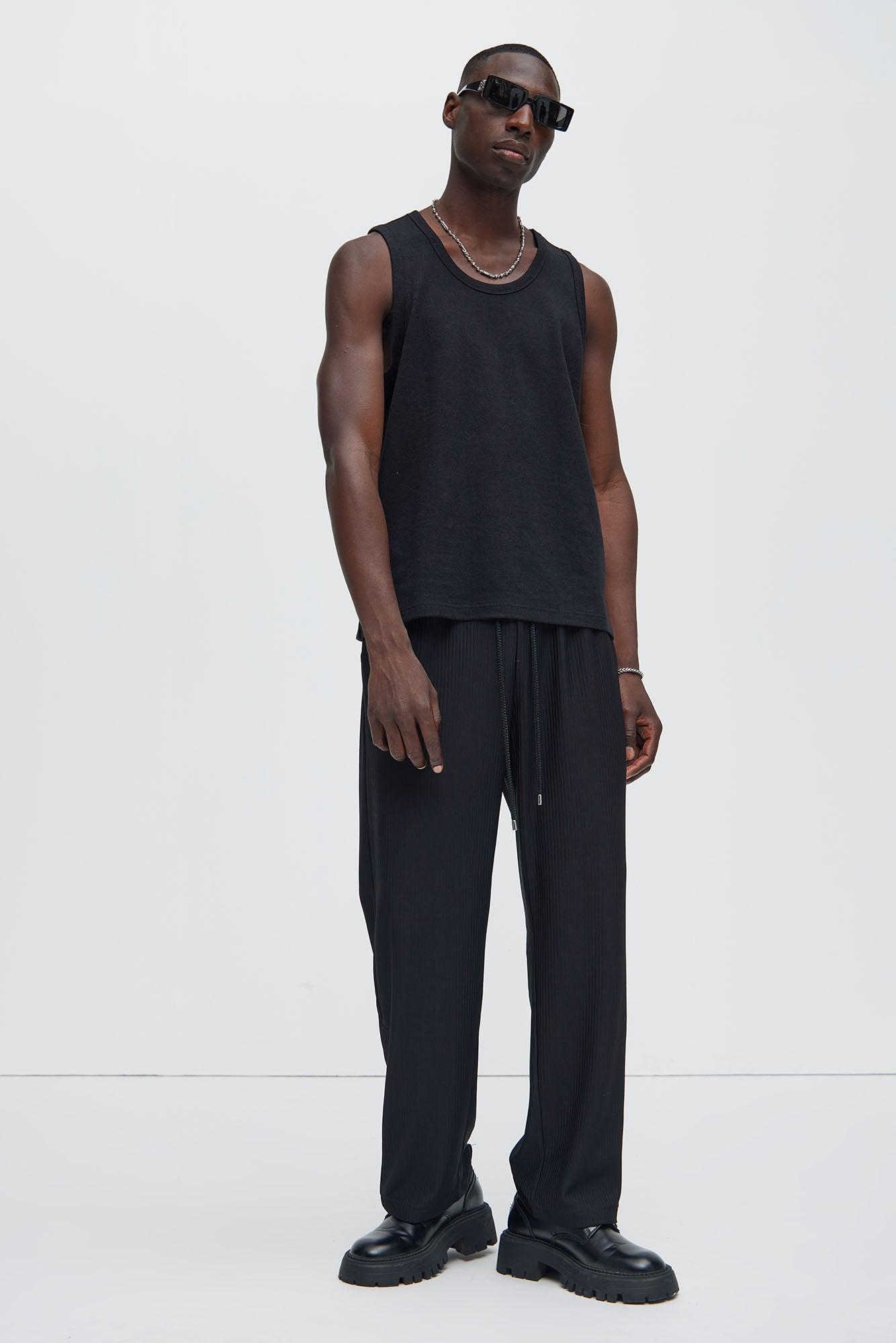 Duval Textured Relaxed Tank - Black Product Image