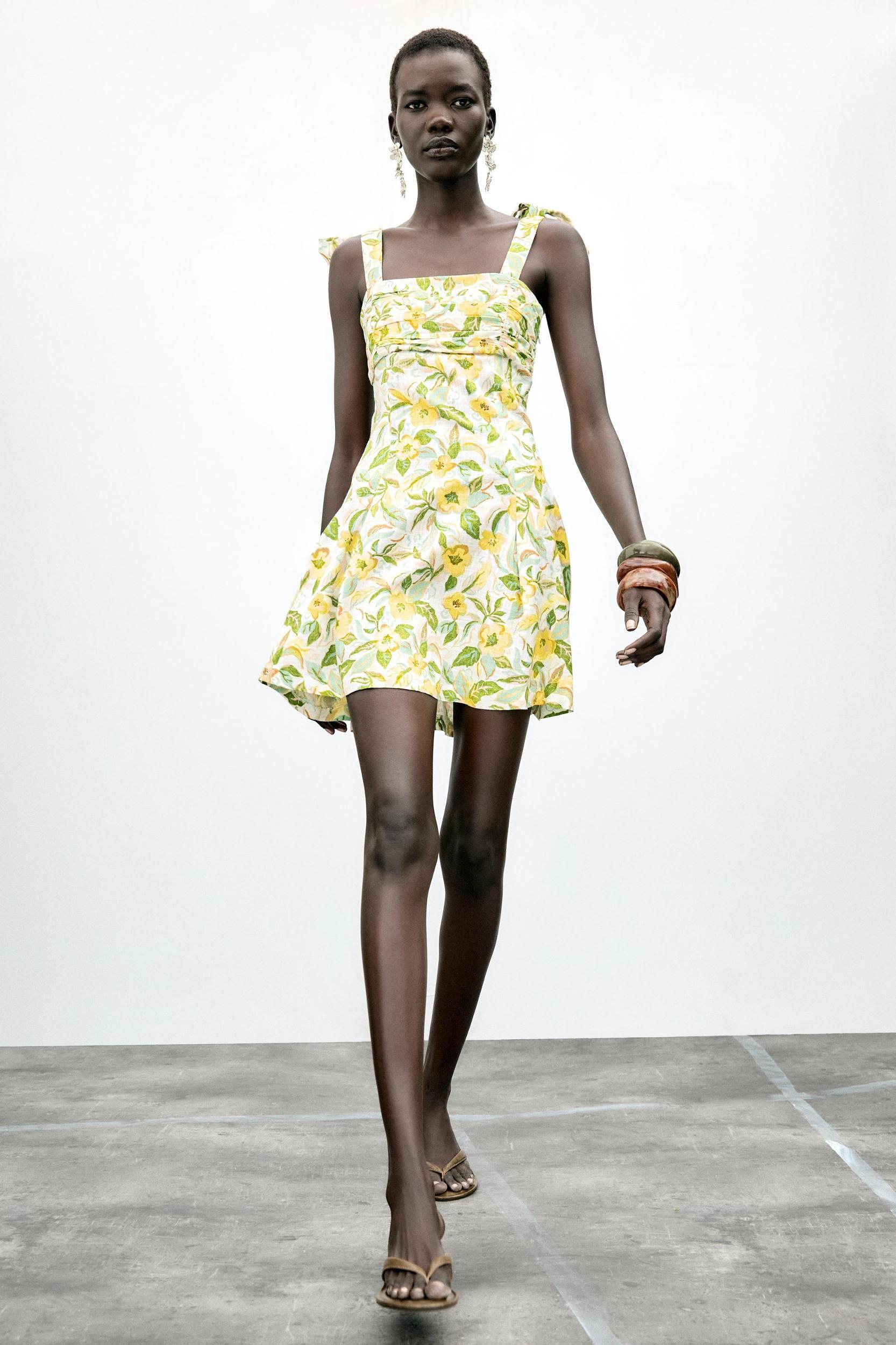 PRINTED LINEN SHORT DRESS Product Image