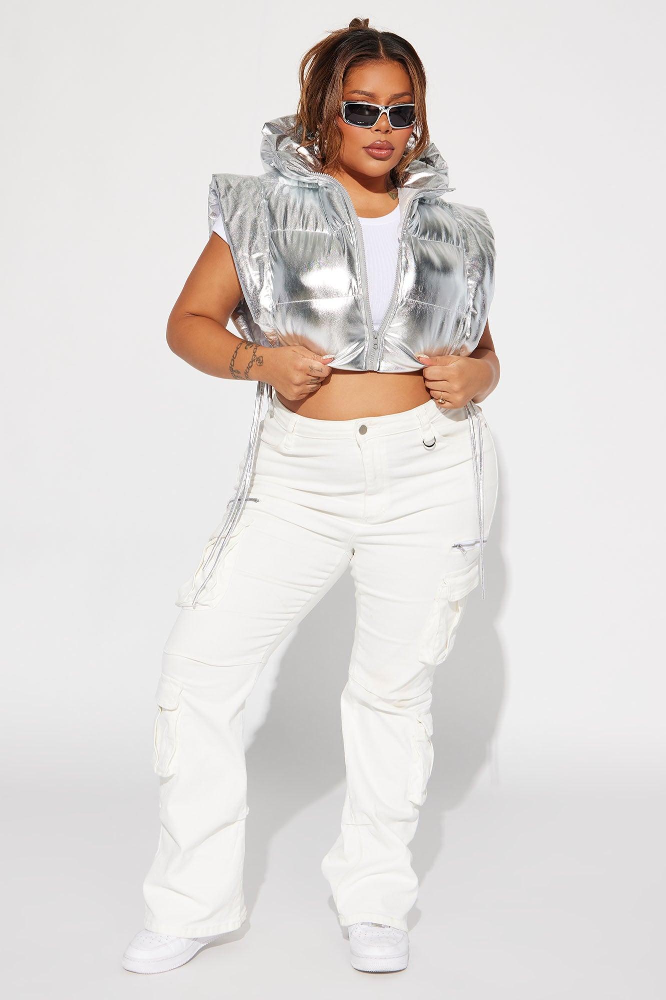 Euphoria Metallic Puffer Vest - Silver Product Image