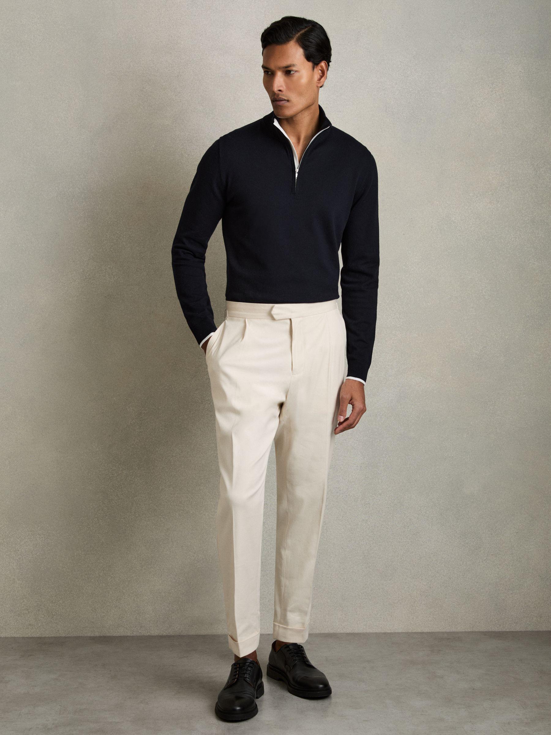 Cotton-Blend Half-Zip Jumper in Navy Product Image