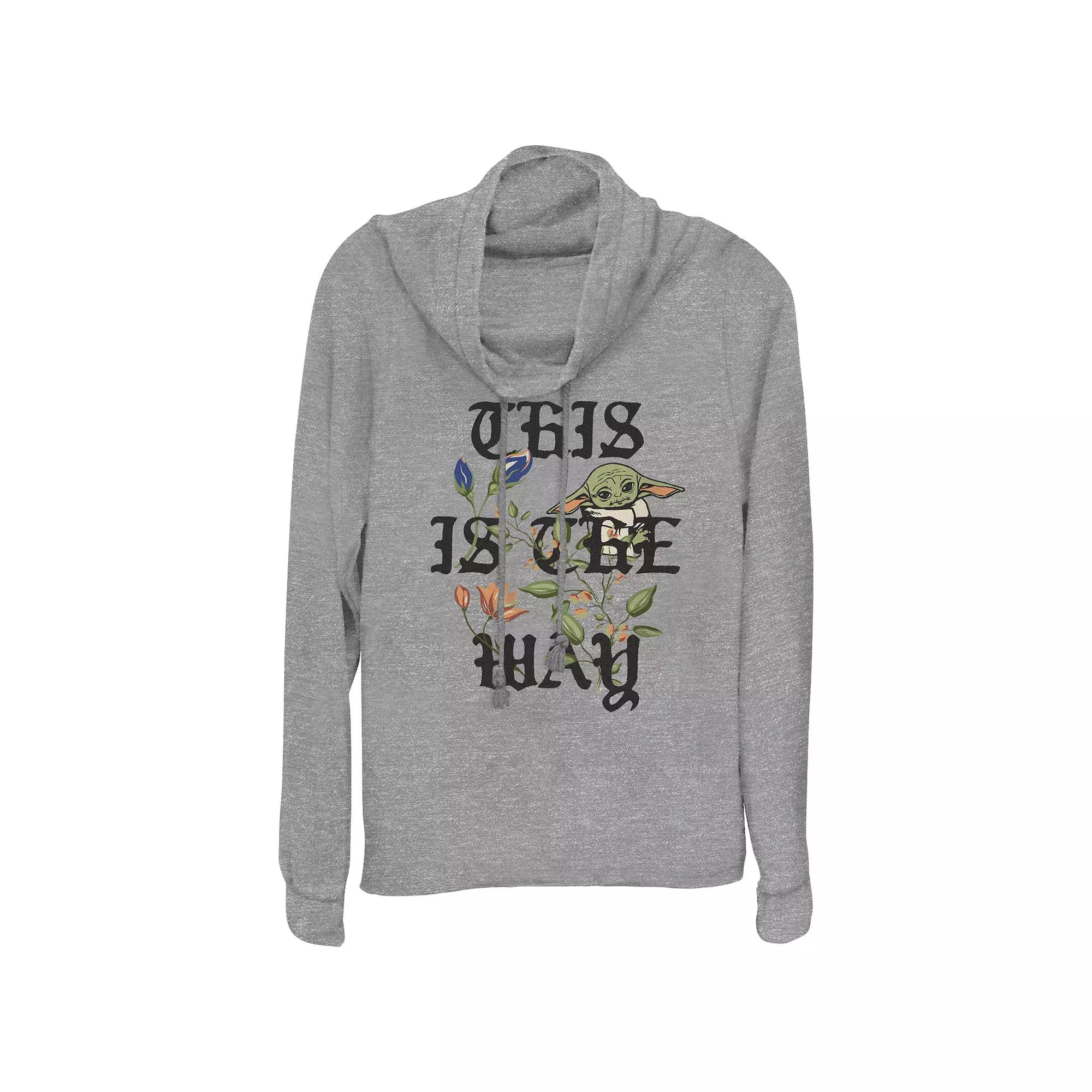 Women's Star Wars The Mandalorian Grogu This Is The Way Cowlneck Graphic Lightweight Long Sleeve,  Product Image