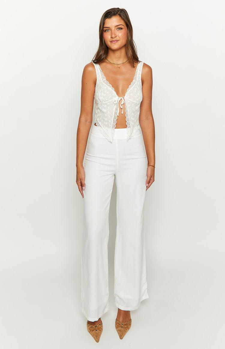 Mykonos White Linen Blend Pants Product Image