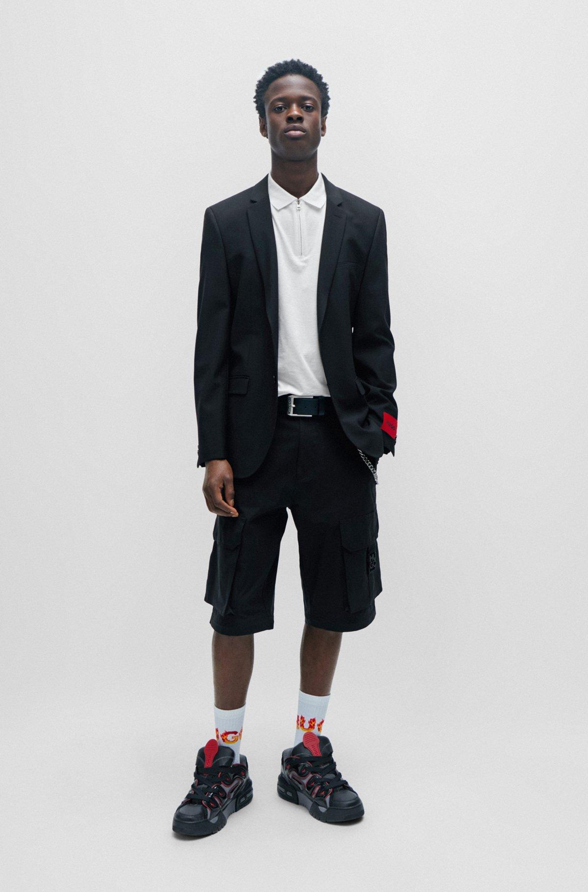 Cotton-blend polo shirt with zip placket Product Image