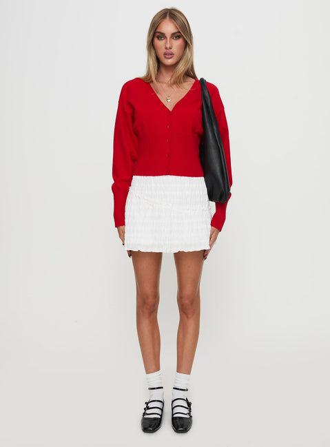 Wistfully Knit Cardigan Red Product Image