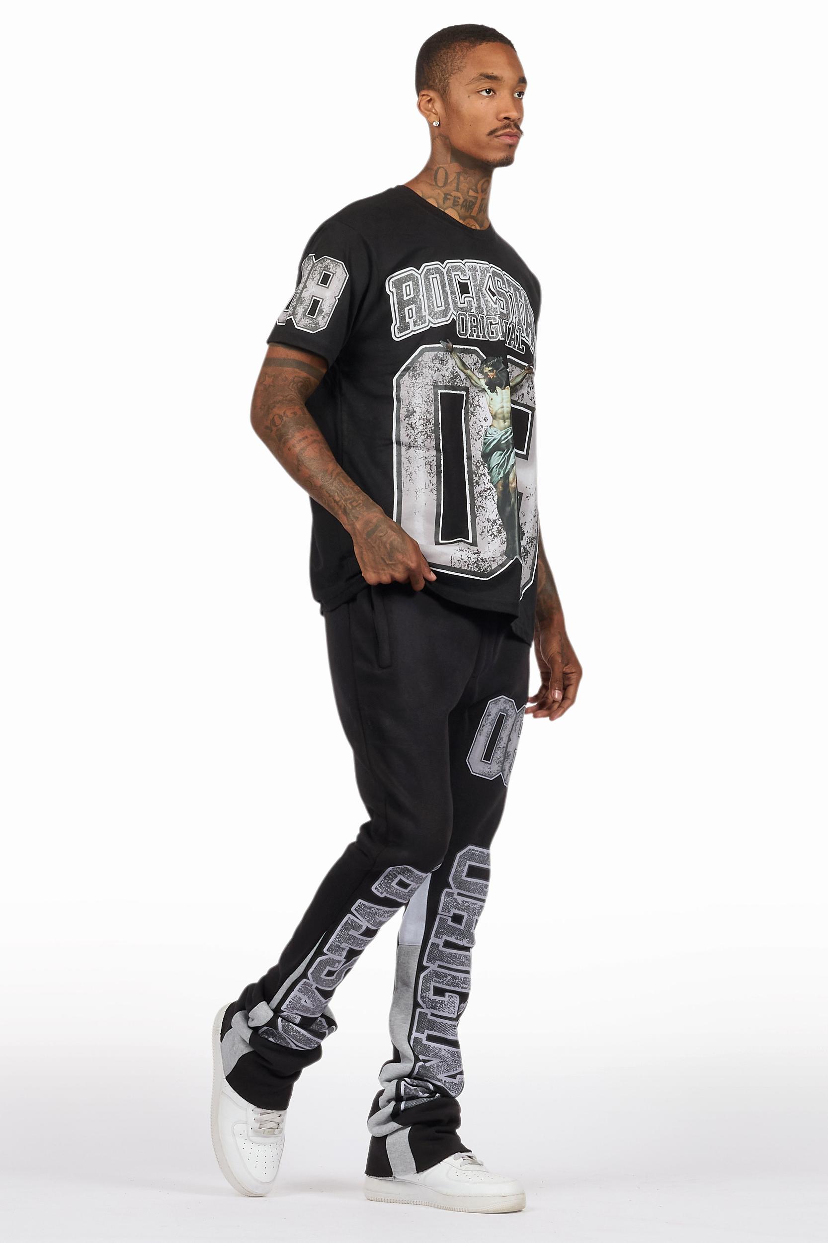 Fields Black/White T-Shirt/Stacked Flare Track Set Male Product Image