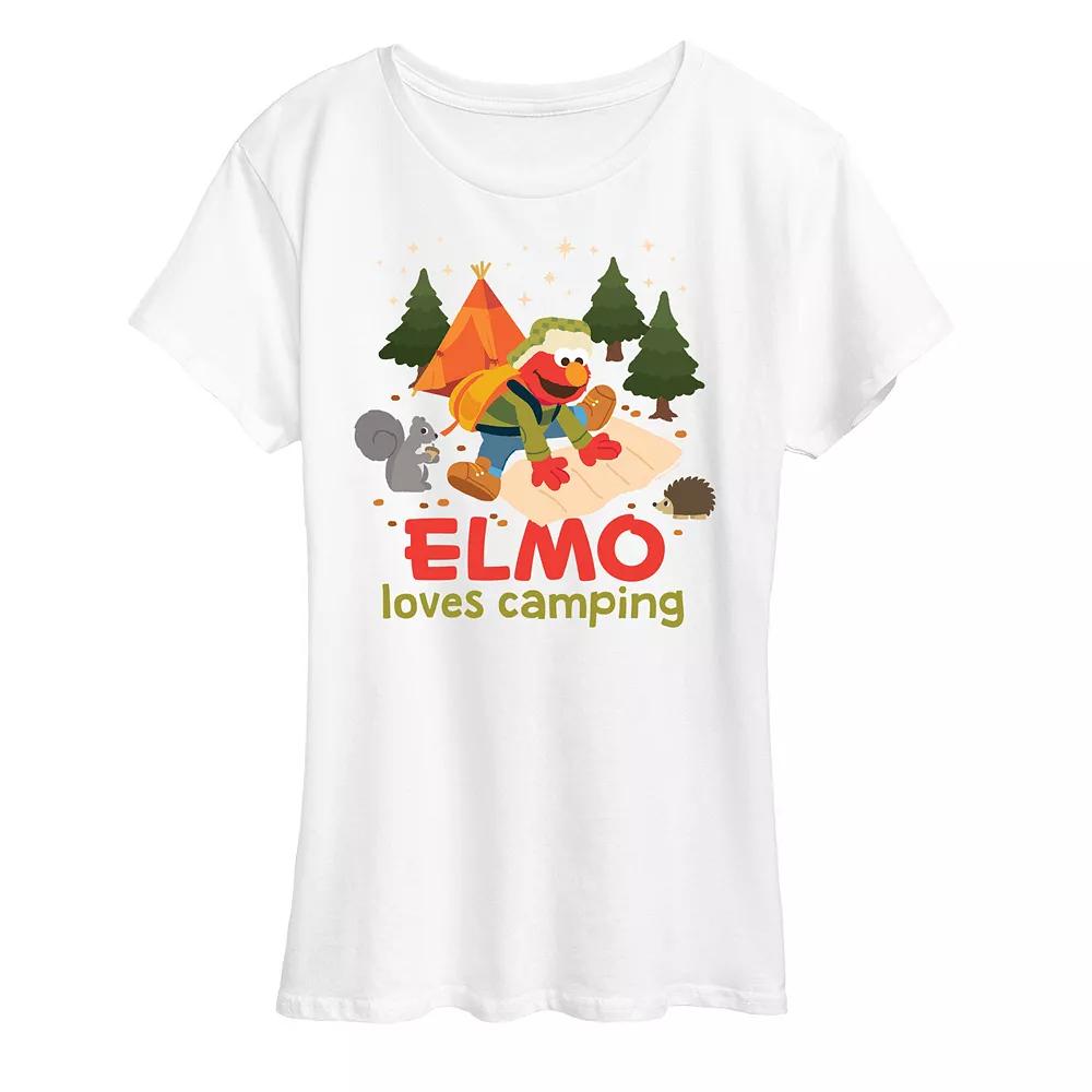 Women's Sesame Street Elmo Loves Camping Graphic Tee,  Product Image