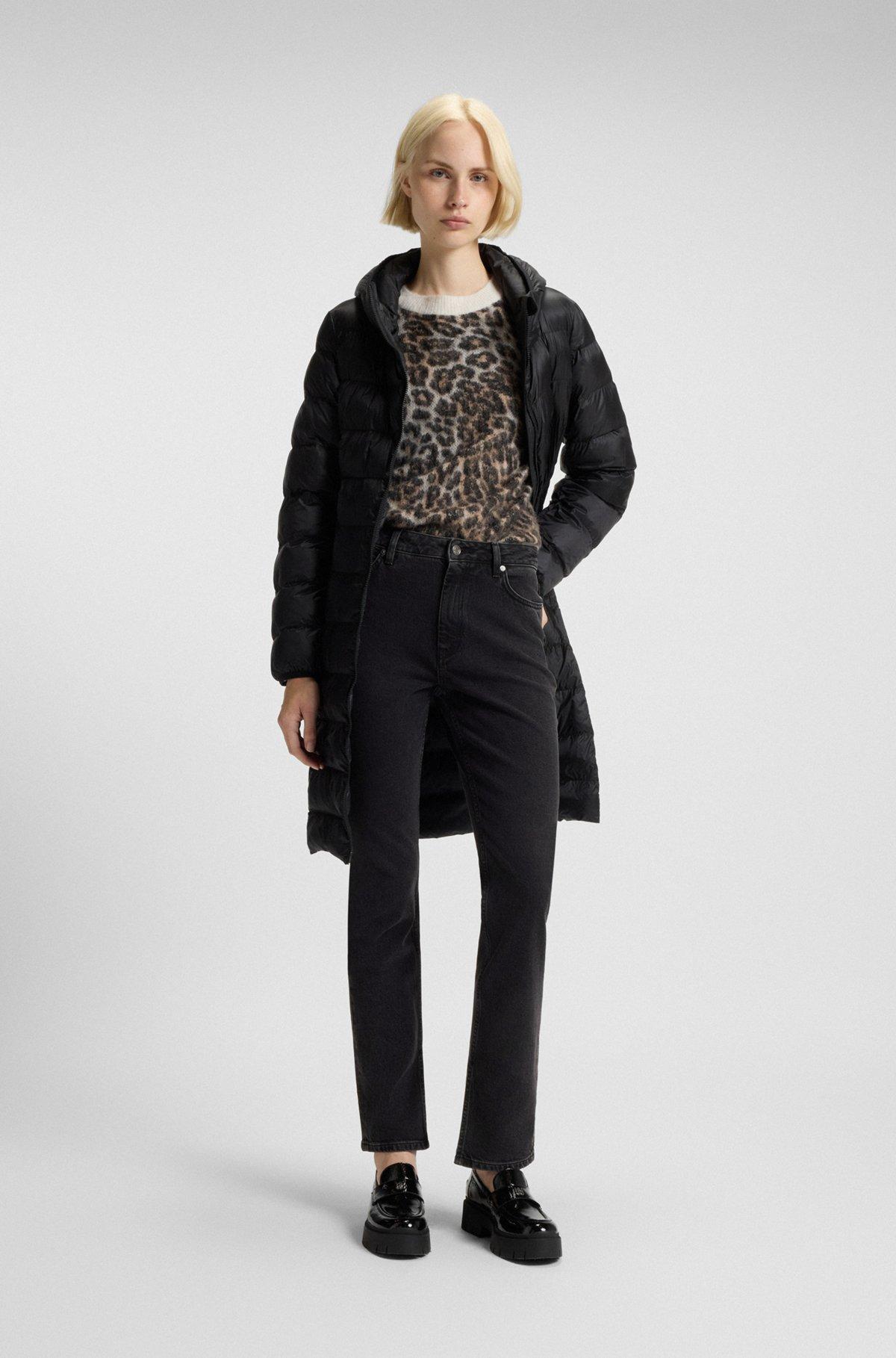 High-waisted slim-fit jeans in grey stretch denim Product Image