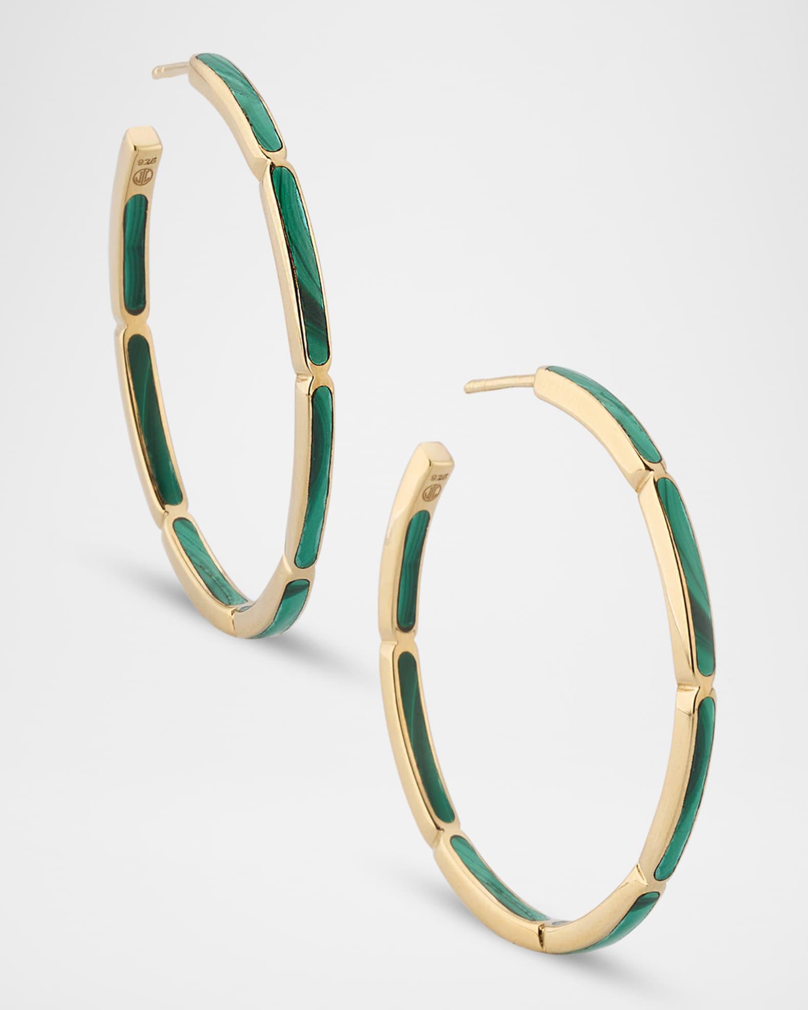 Inside Out Malachite Hoop Earrings in 18K Yellow Gold Product Image