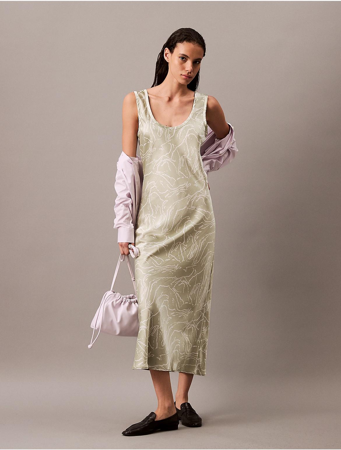 Calvin Klein Womens Crushed Satin Print Midi Dress - Neutral Product Image