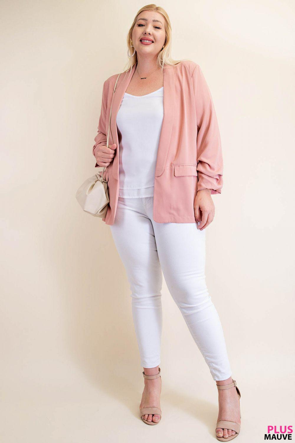 5524   Traci Ruched Sleeve Lined Blazer - Reg & Plus! Product Image