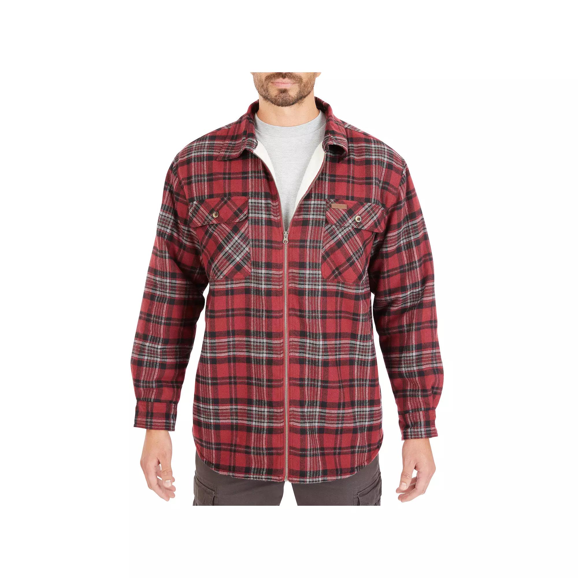 Men's Smith's Workwear Plaid Sherpa-Lined Cotton Flannel Shirt Jacket,  Product Image