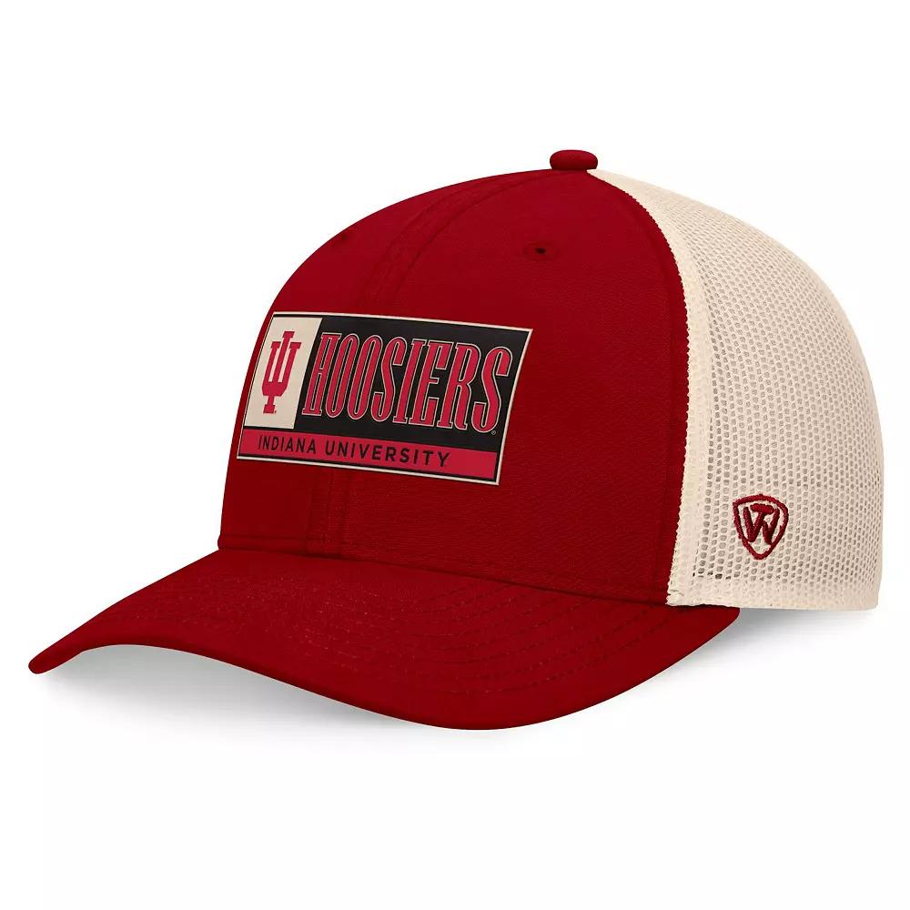 Men's Top of the World Crimson/Natural Indiana Hoosiers Bennett Trucker Adjustable Hat, Red Product Image