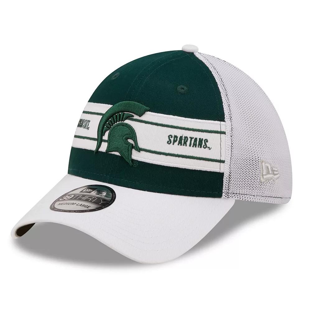 Men's New Era Green/White Michigan State Spartans Banded 39THIRTY Flex Hat, Size: Small/Medium Product Image