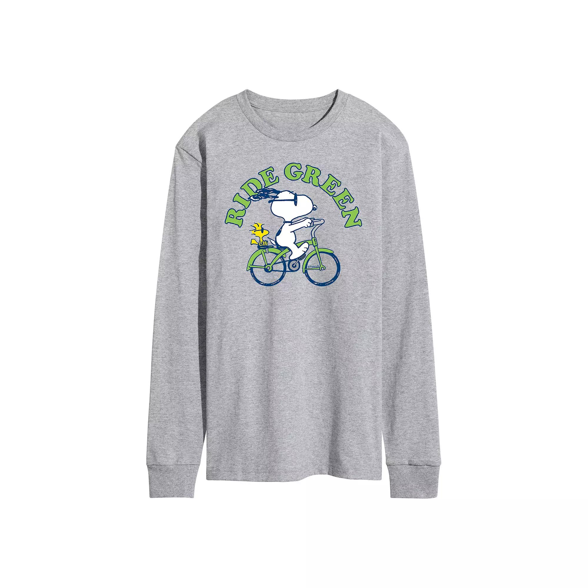 Men's Peanuts Ride Green Long Sleeve Tee,  Product Image